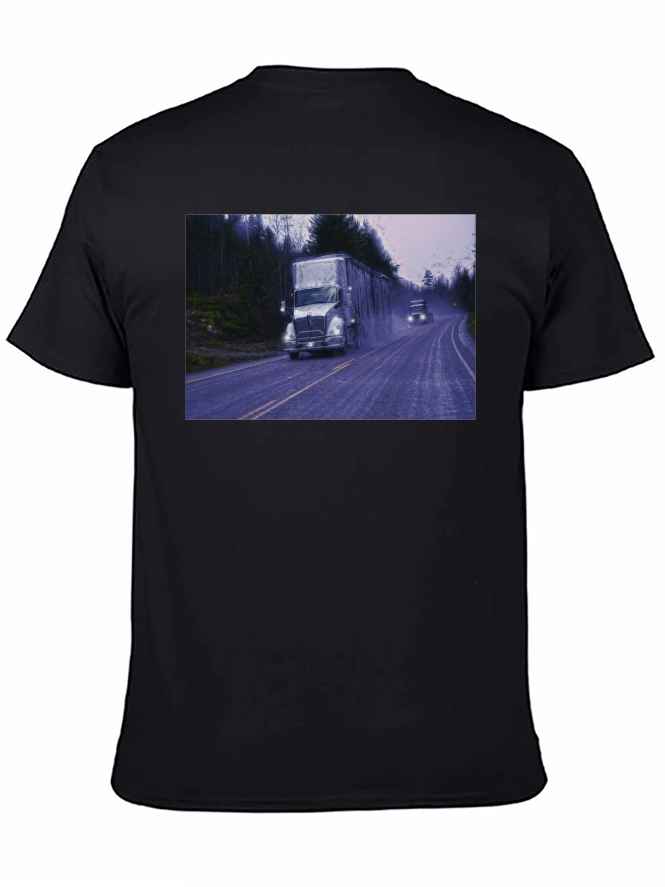 Truck Scene Graphic Tee - Black Cotton Blend
