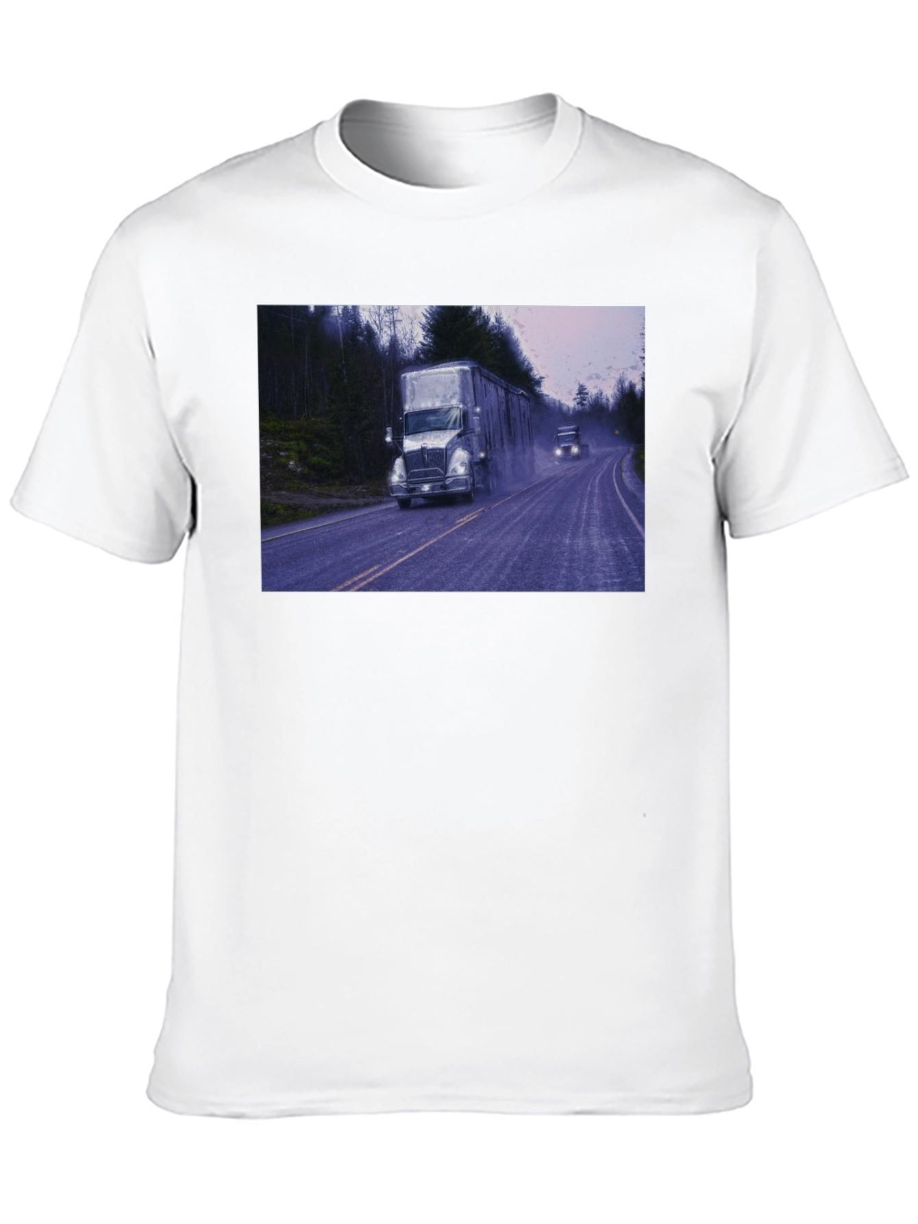 Truck Scene Graphic Tee - Black Cotton Blend