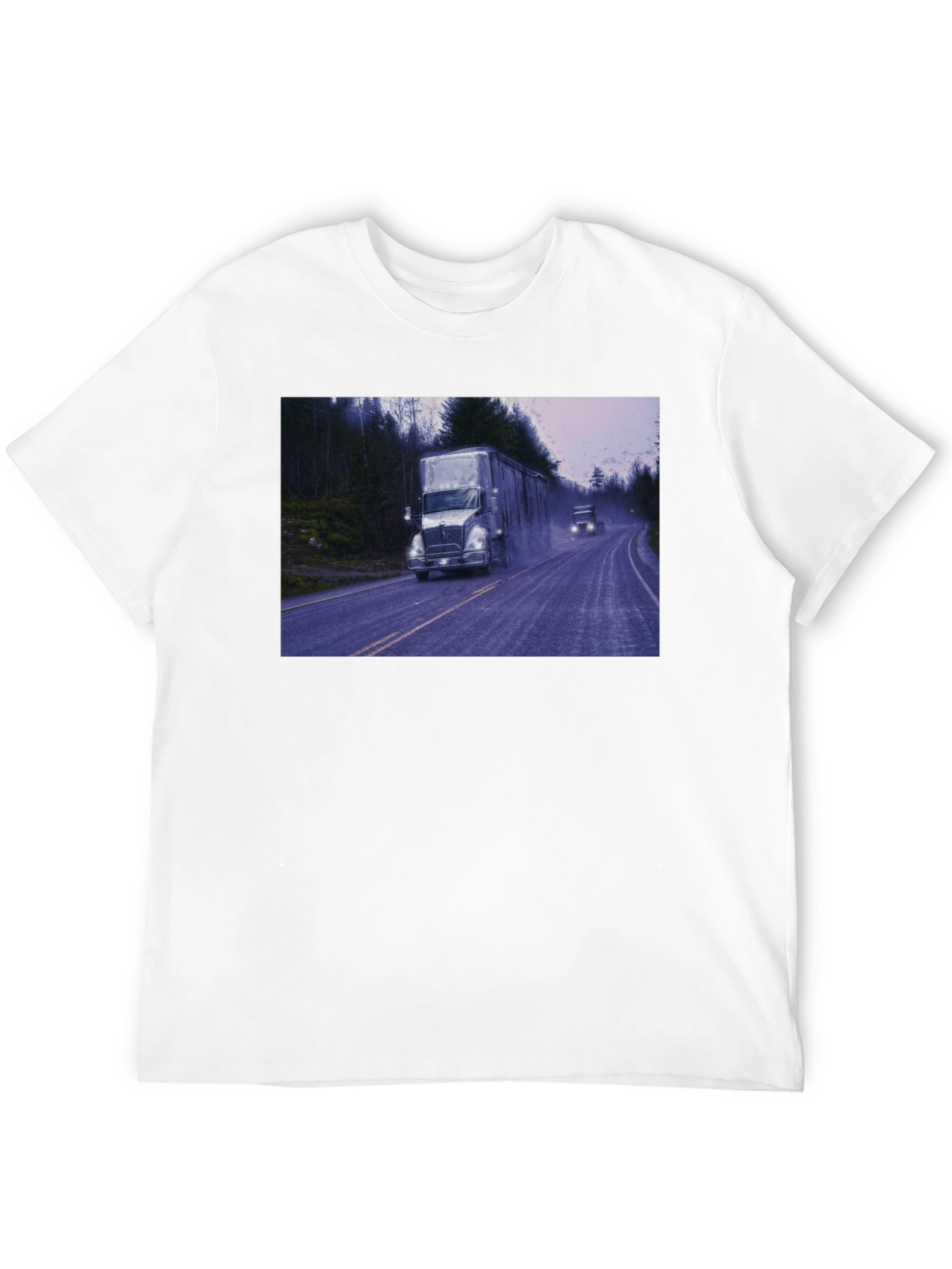 Truck Scene Graphic Tee - Black Cotton Blend