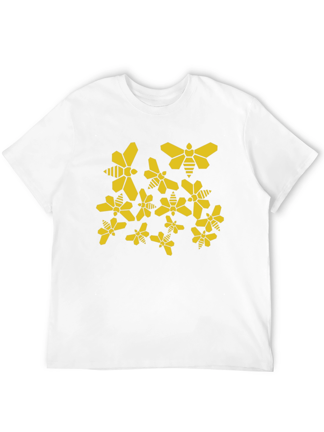 Geometric Bee Pattern Black T-Shirt