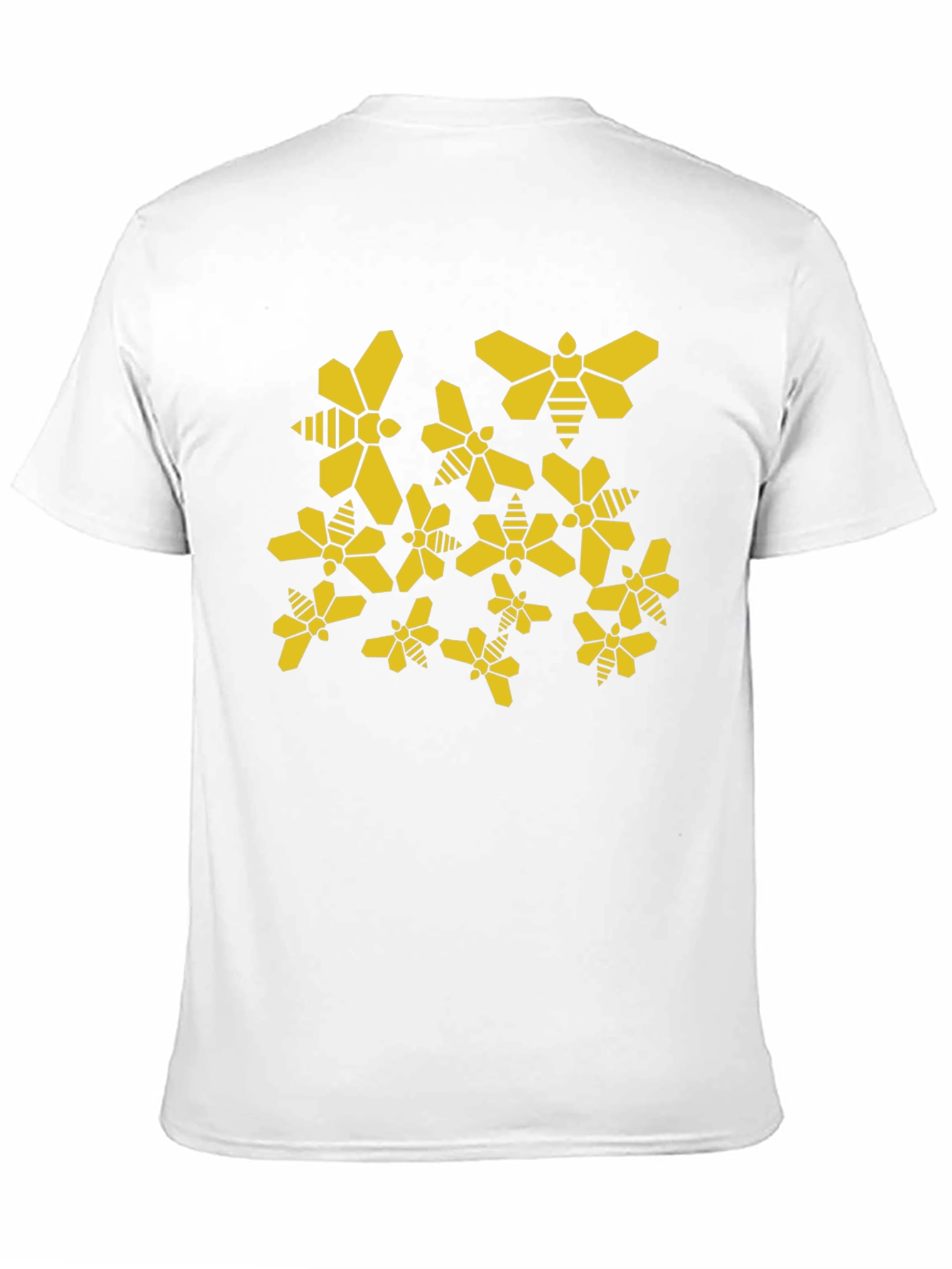 Geometric Bee Pattern Black T-Shirt