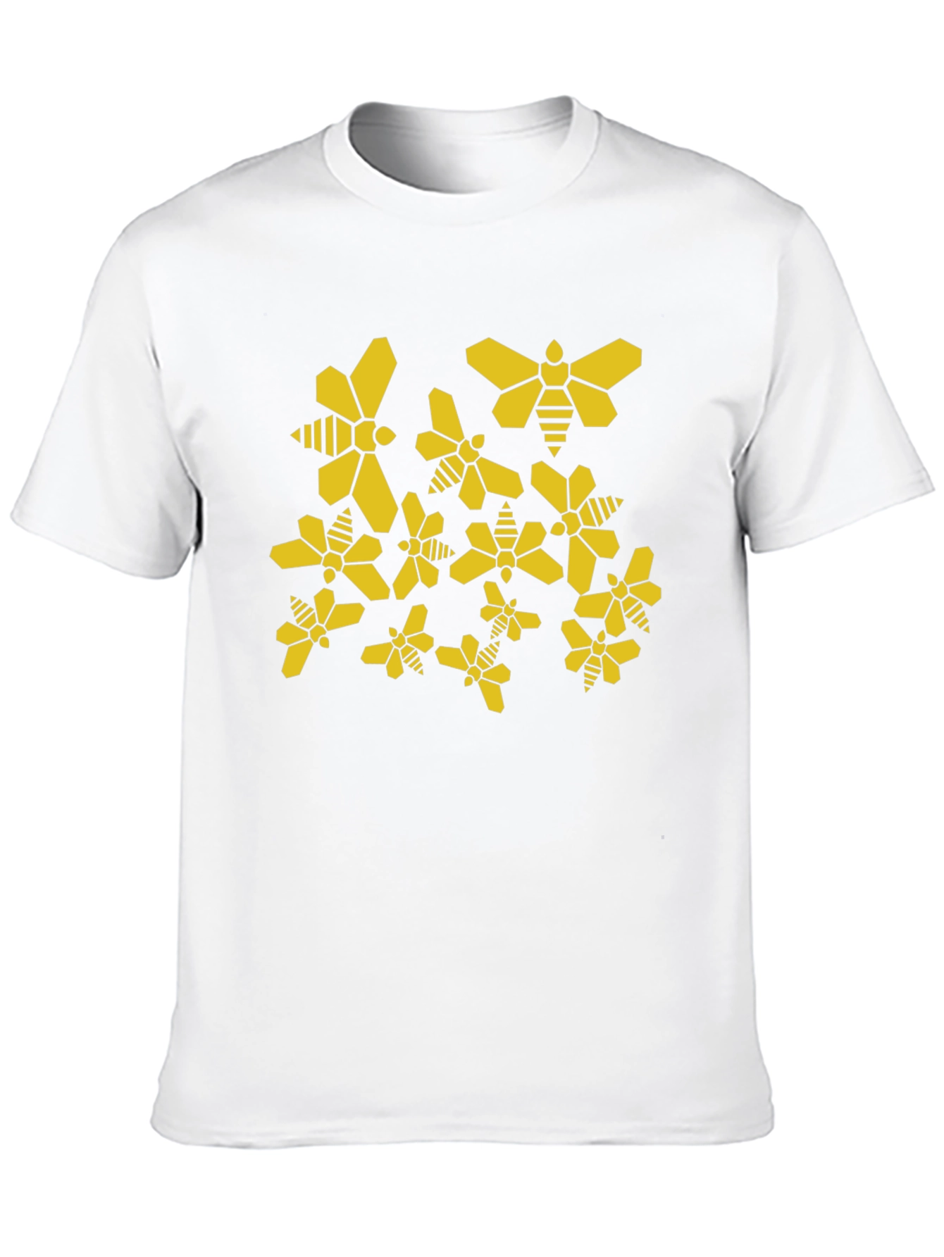 Geometric Bee Pattern Black T-Shirt