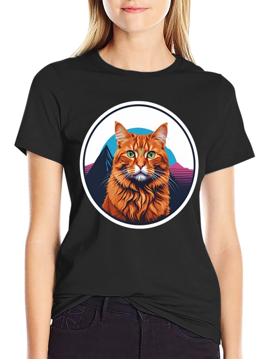 Retro Cat T-Shirt - Black Graphic Tee