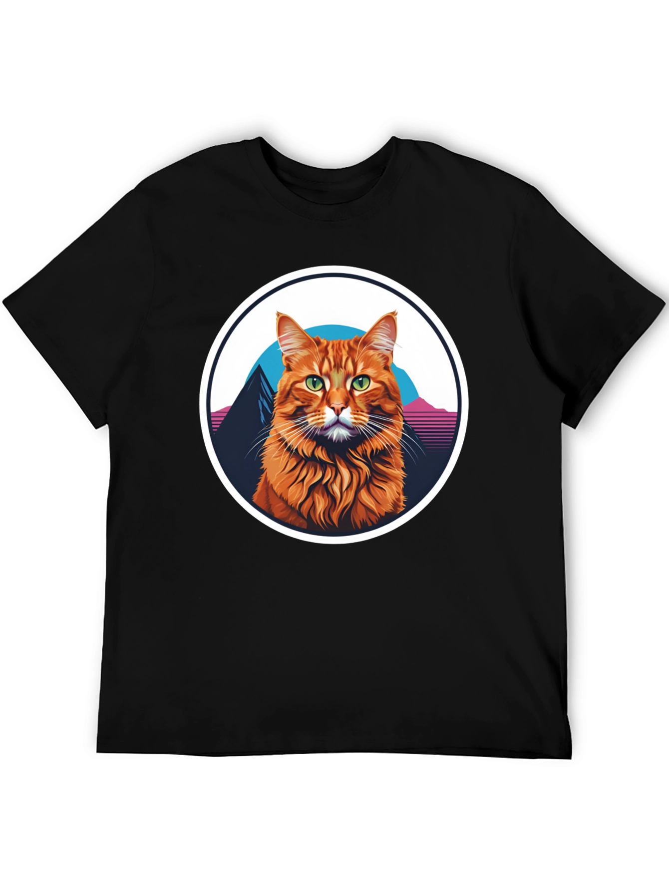 Retro Cat T-Shirt - Black Graphic Tee