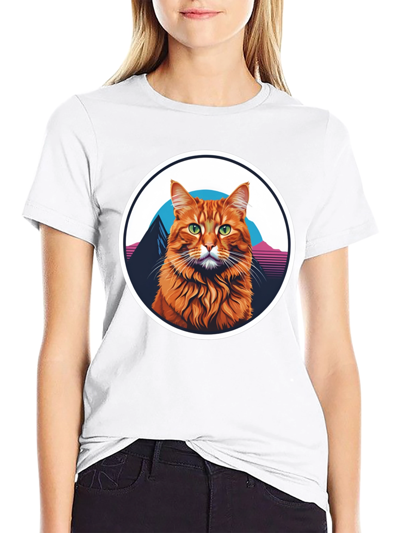 Retro Cat T-Shirt - Black Graphic Tee