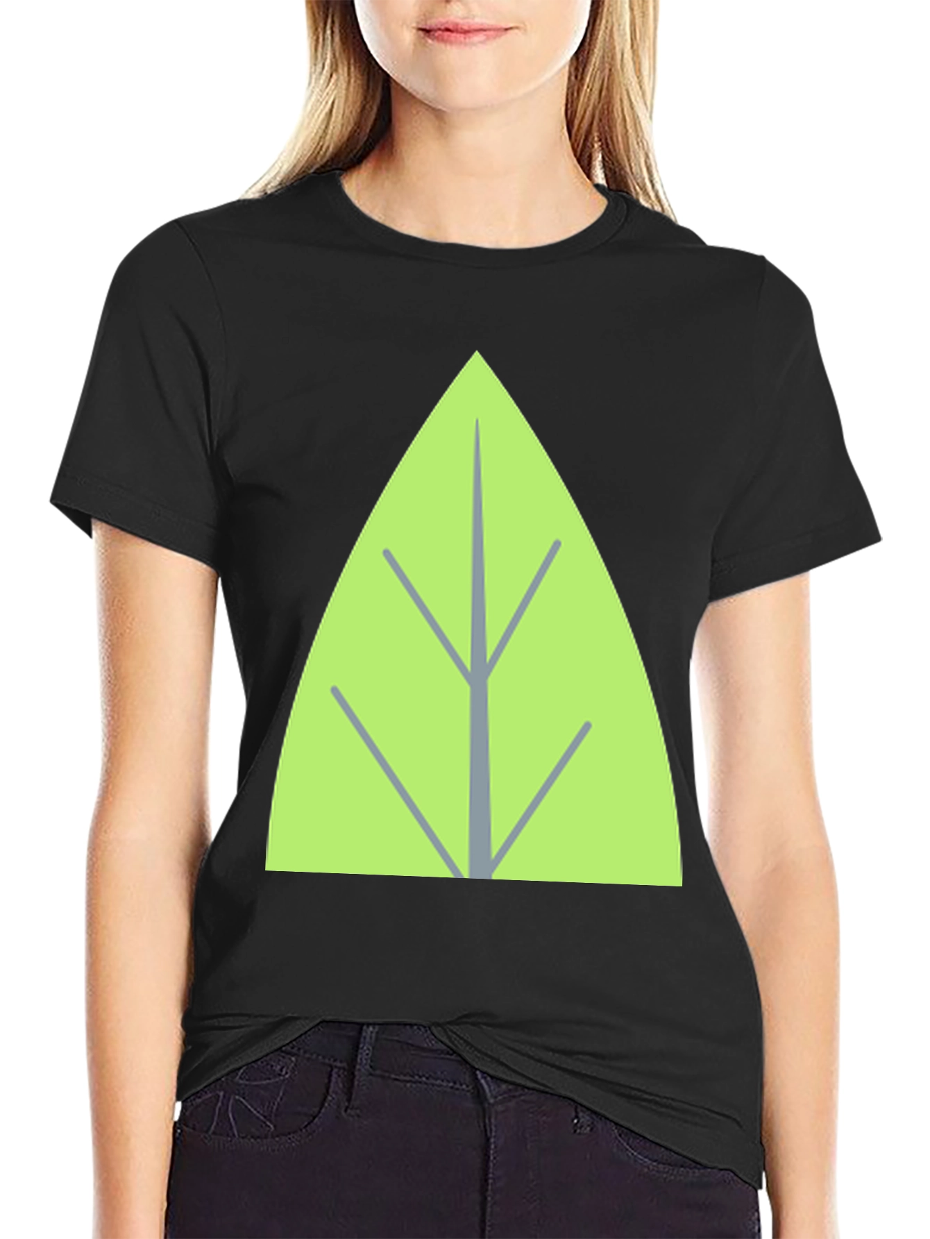 Leaf Graphic Tee - Casual Black T-Shirt