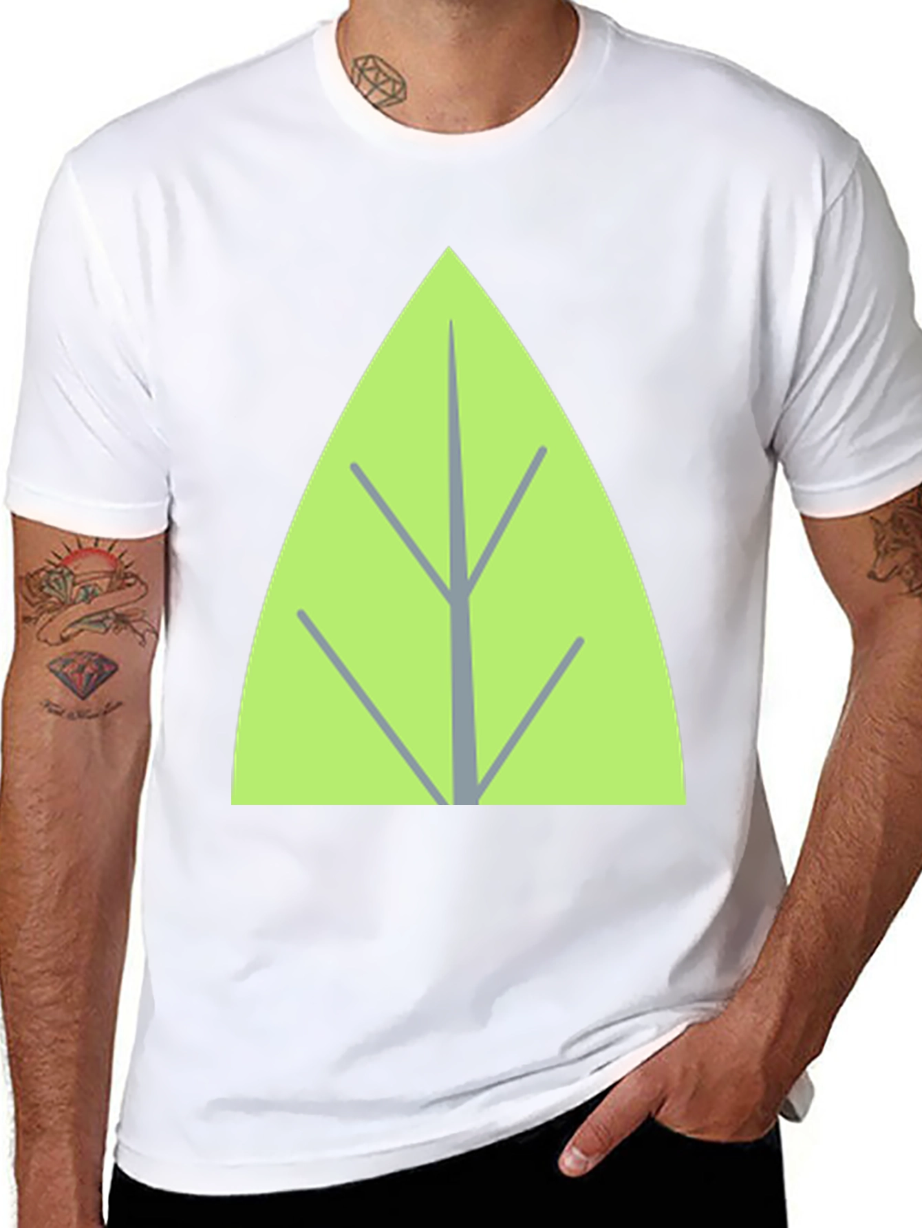 Leaf Graphic Tee - Casual Black T-Shirt