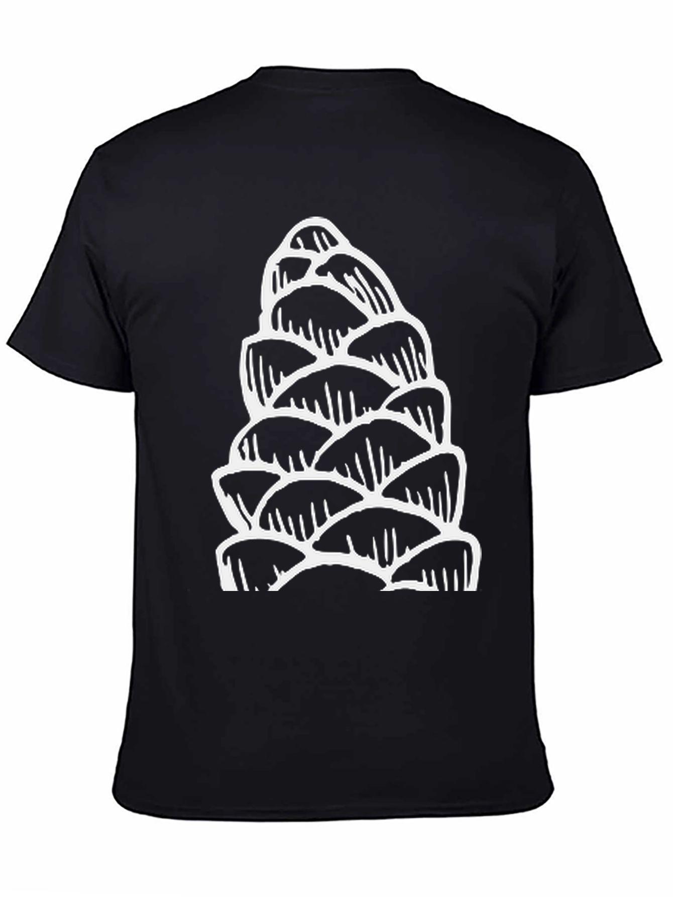 Black T-Shirt with White Pinecone Design