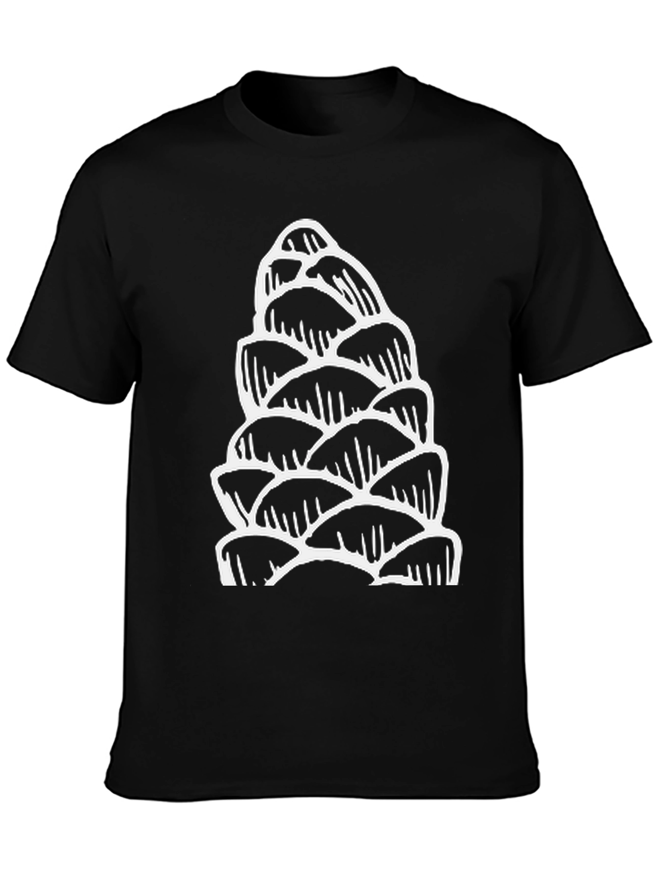 Black T-Shirt with White Pinecone Design