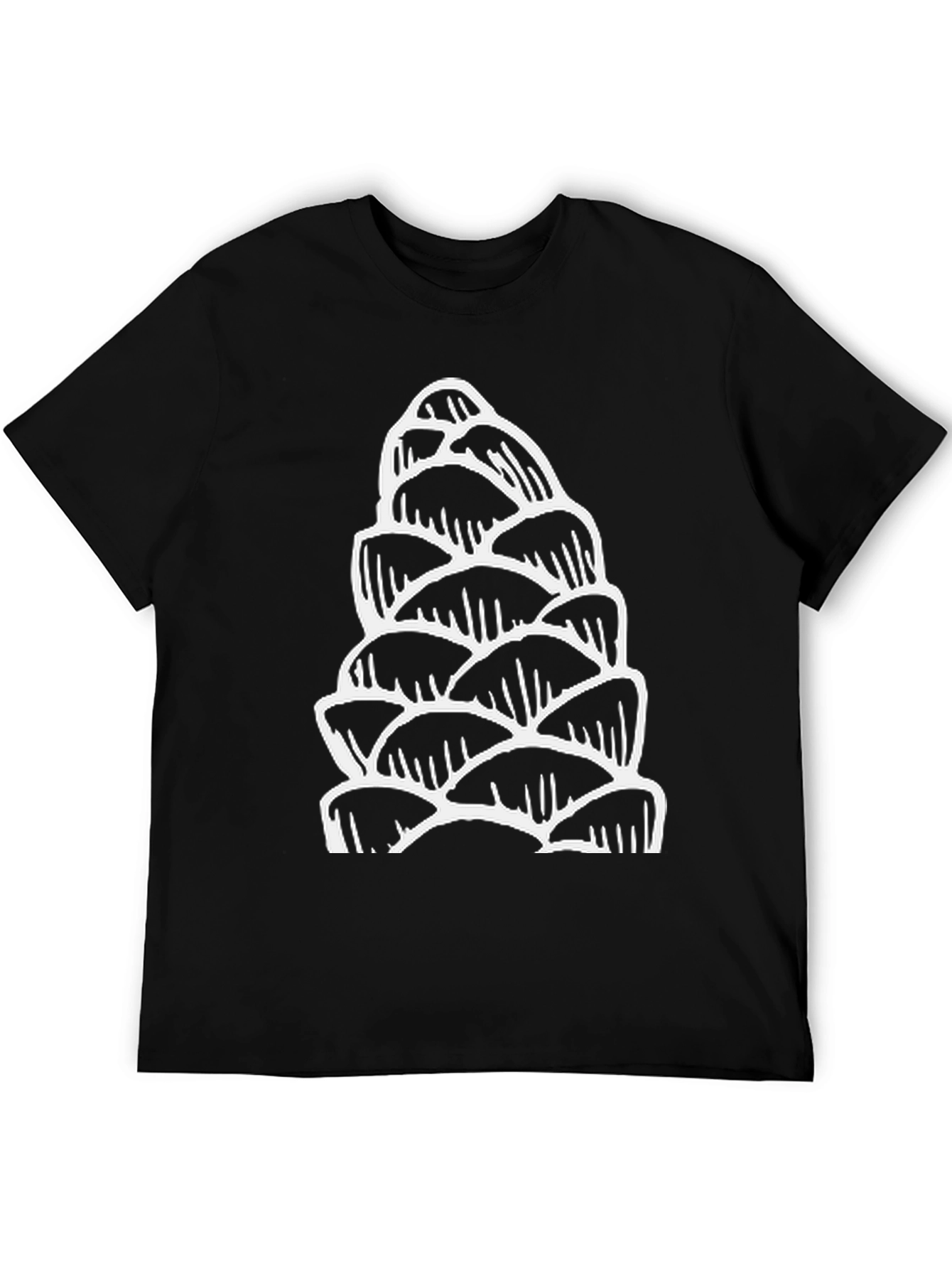 Black T-Shirt with White Pinecone Design