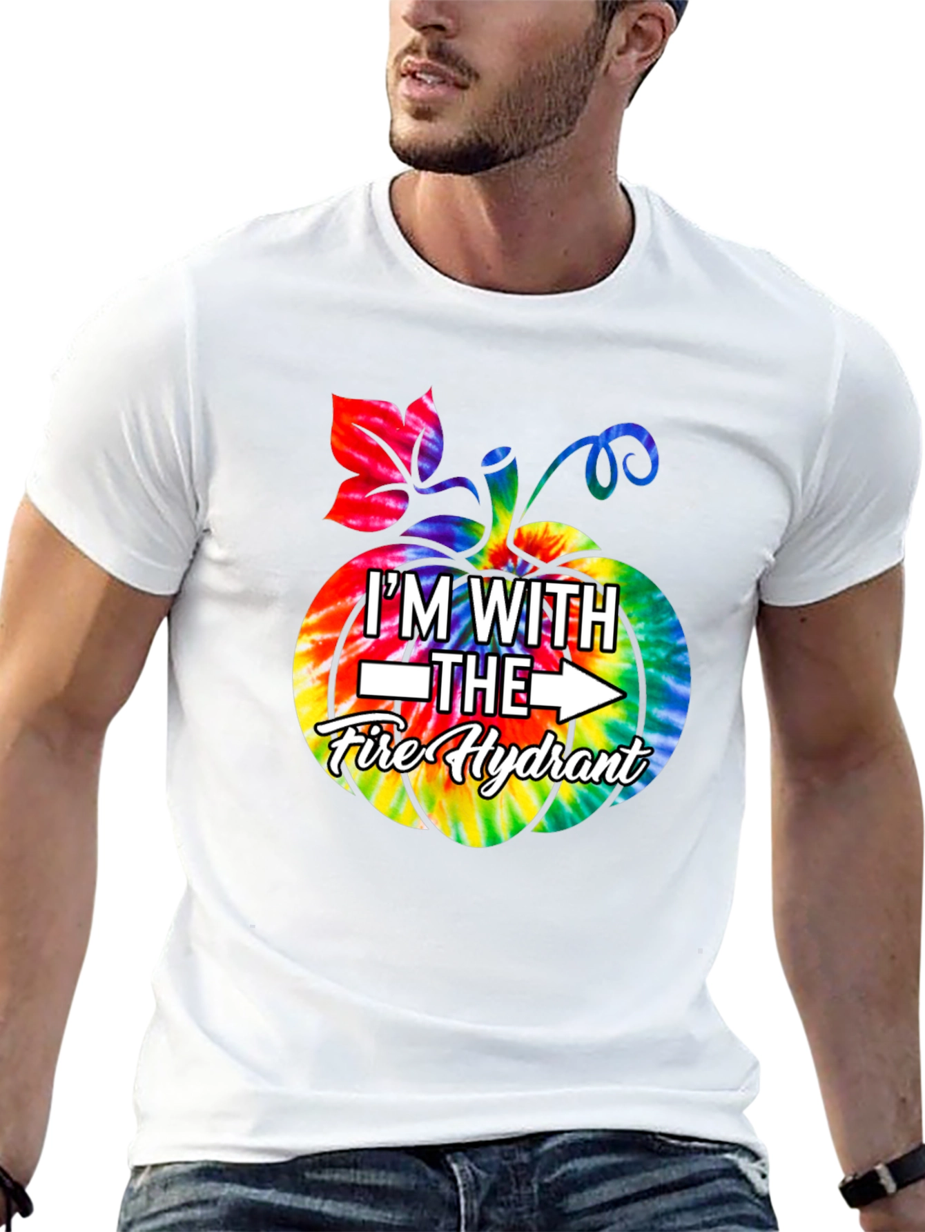 Im With The Fire Hydrant Tie-Dye Pumpkin T-Shirt