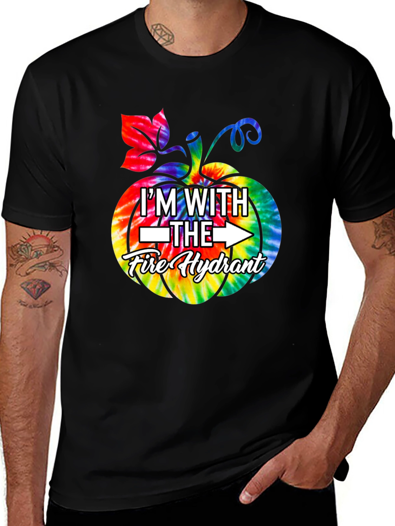 Im With The Fire Hydrant Tie-Dye Pumpkin T-Shirt