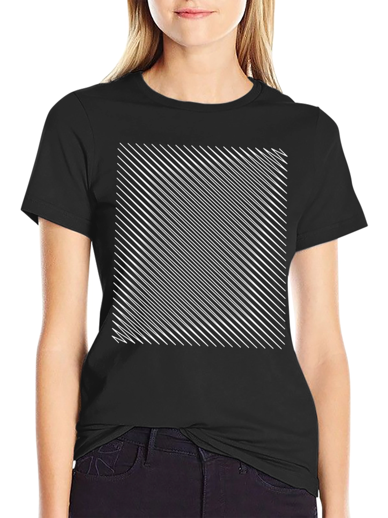 Optical Illusion Black Graphic Tee Shirt