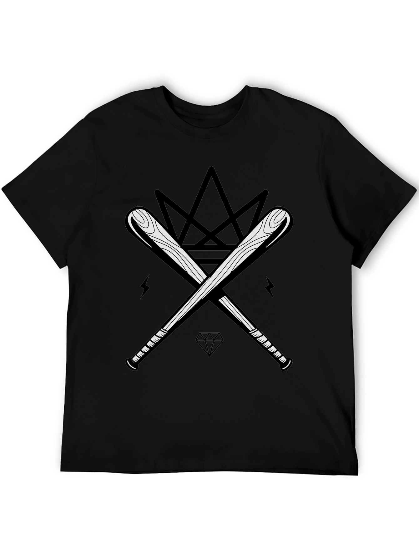 Graphic Tee: Crossed Bats & Crown Design