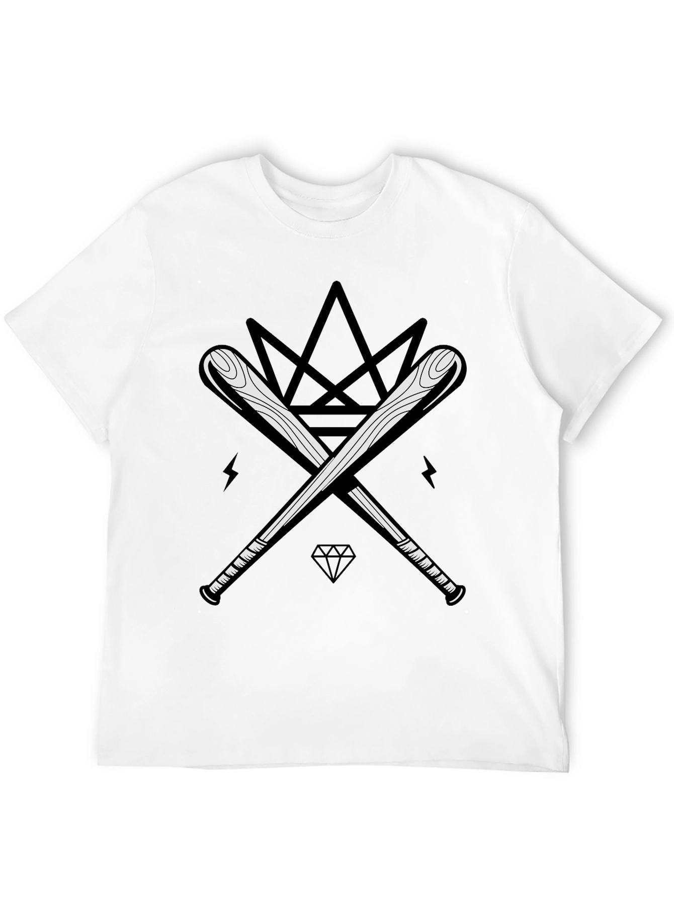 Graphic Tee: Crossed Bats & Crown Design