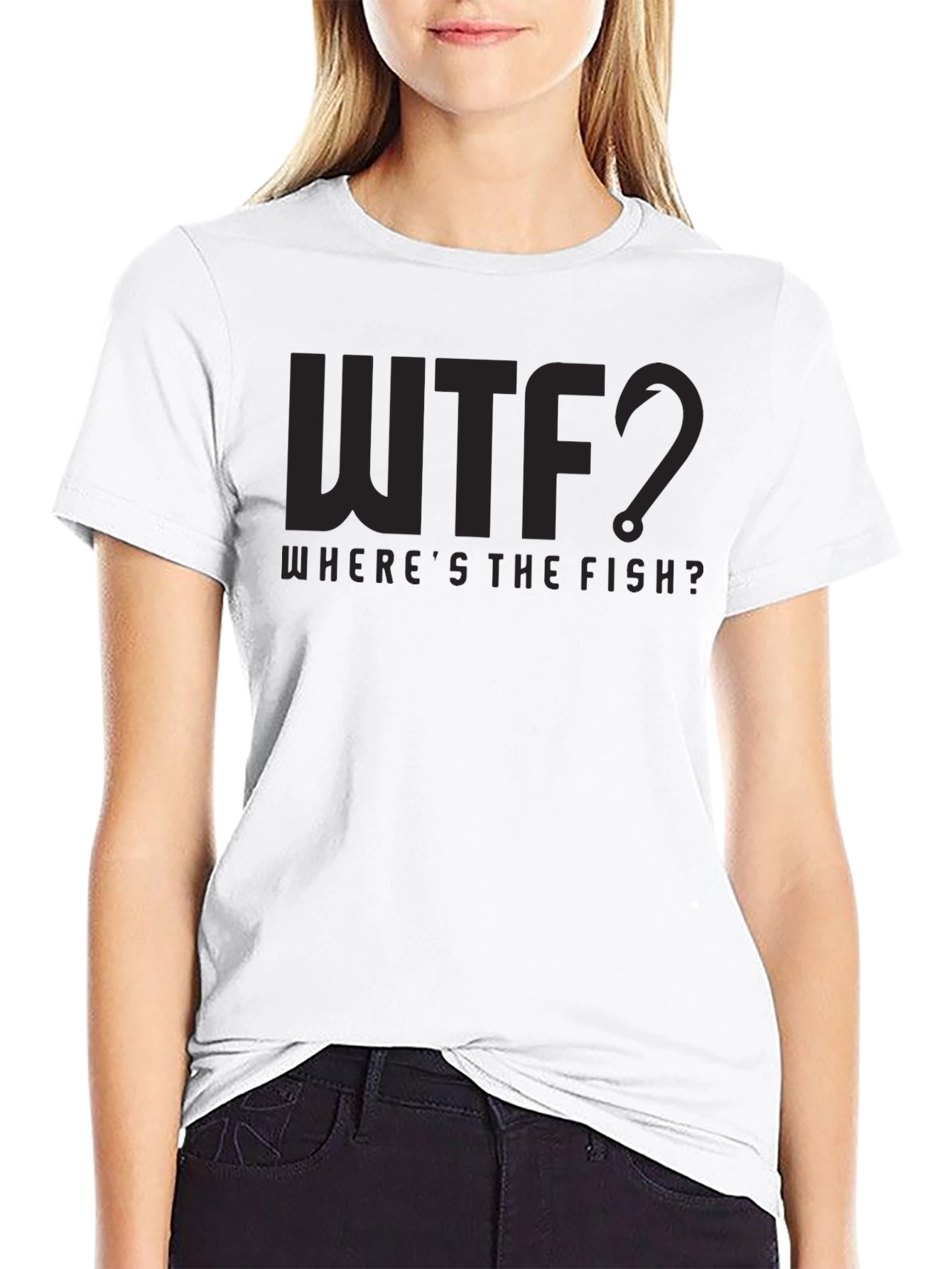 Mens Black WTF Wheres The Fish Graphic Tee