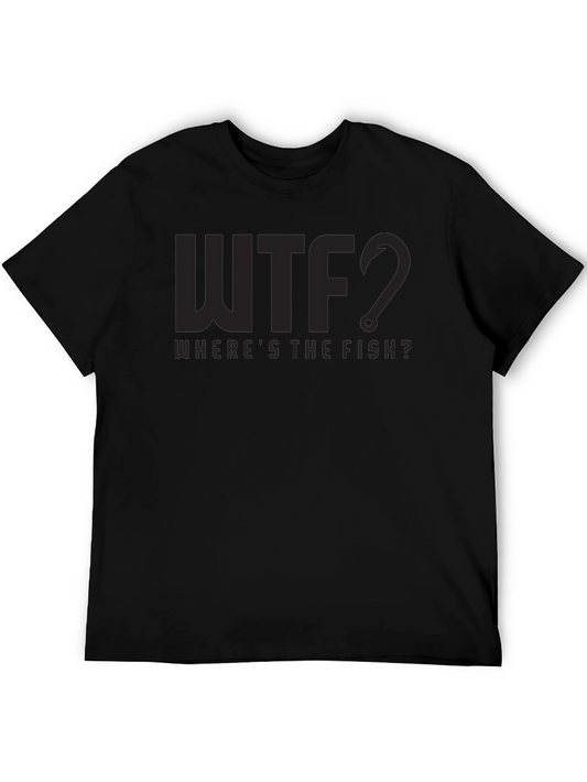 Mens Black WTF Wheres The Fish Graphic Tee