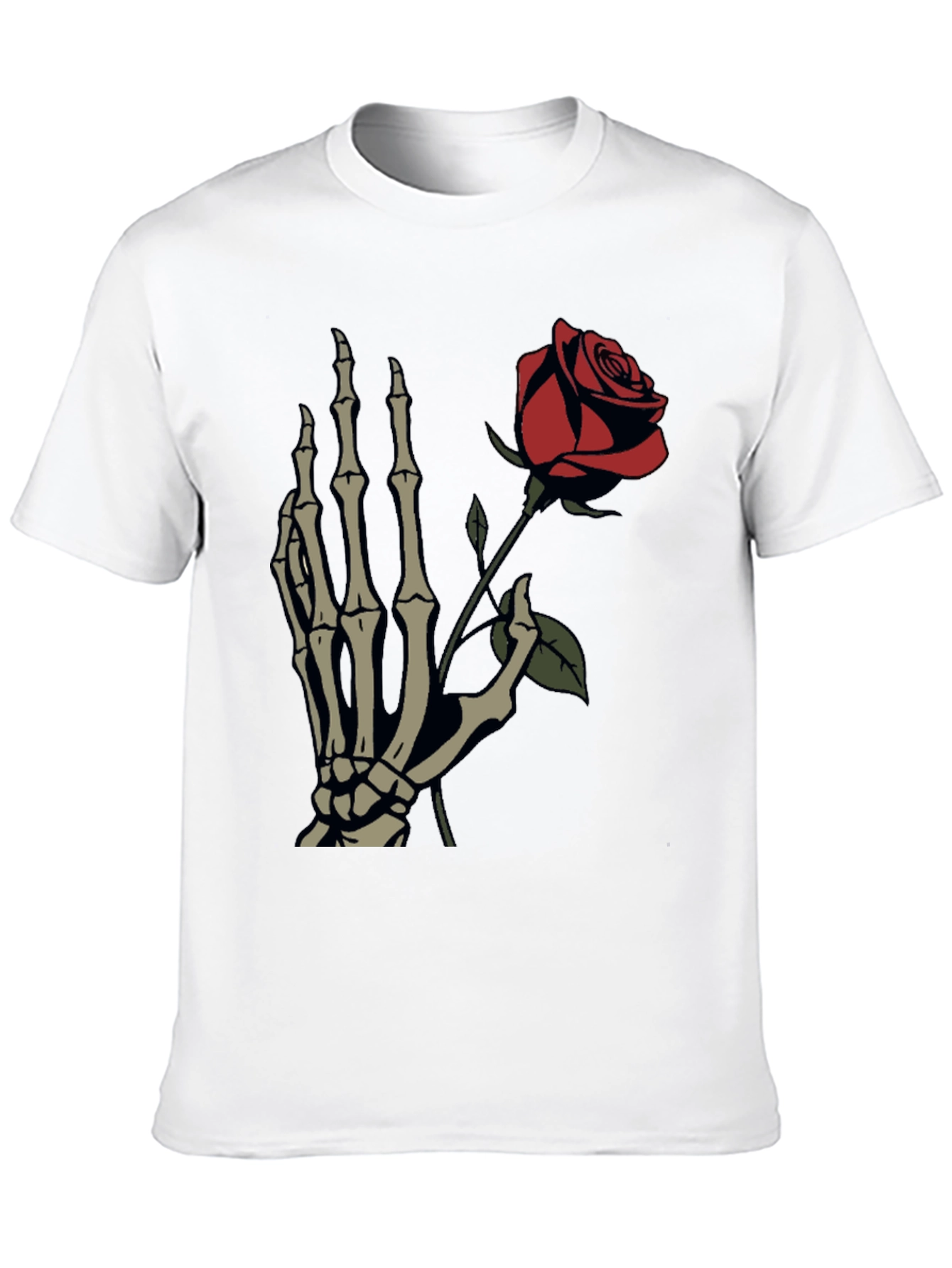 Skeleton Hand Holding Rose Graphic T-Shirt