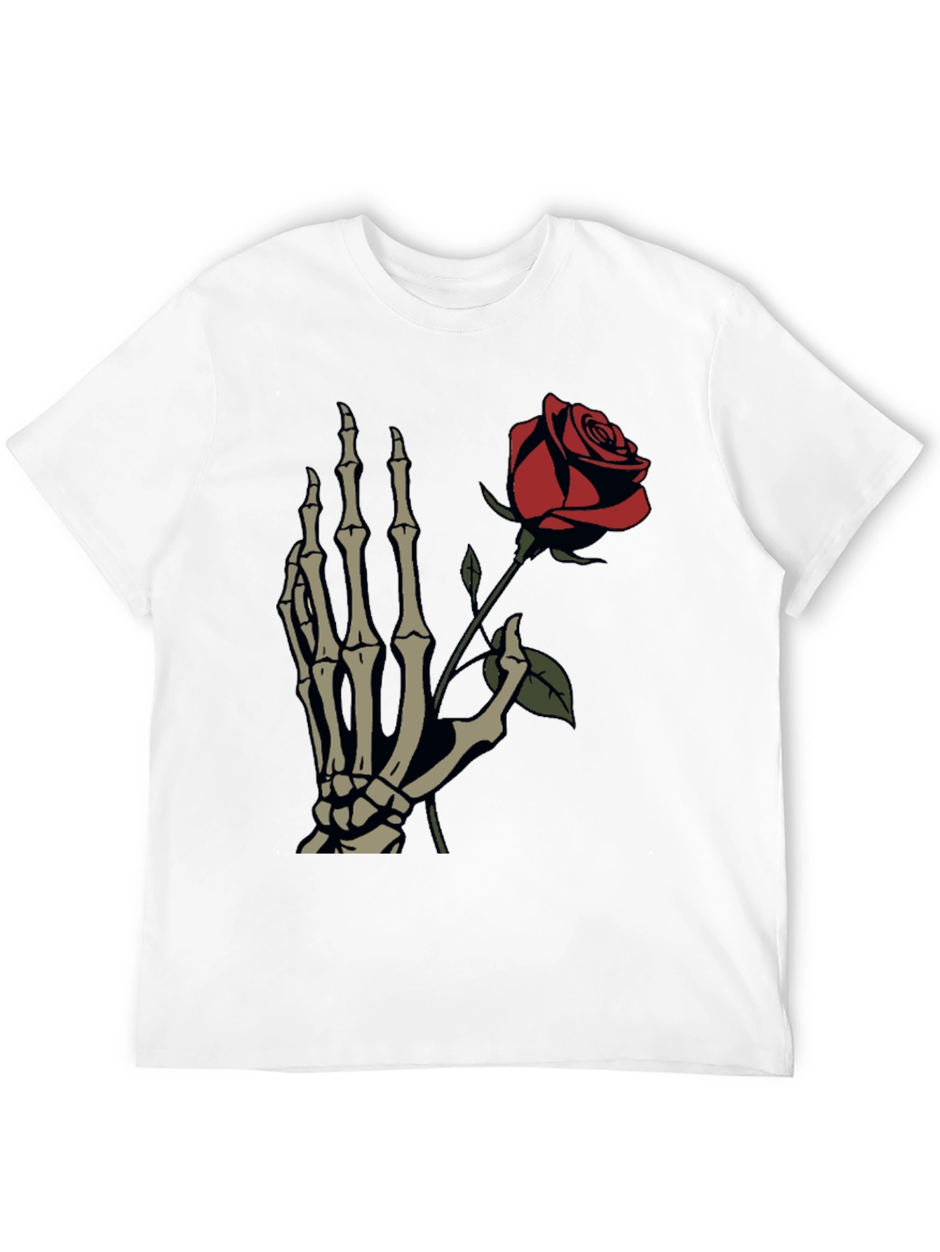 Skeleton Hand Holding Rose Graphic T-Shirt