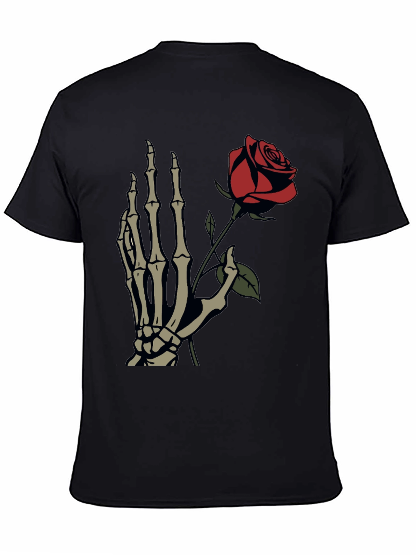 Skeleton Hand Holding Rose Graphic T-Shirt
