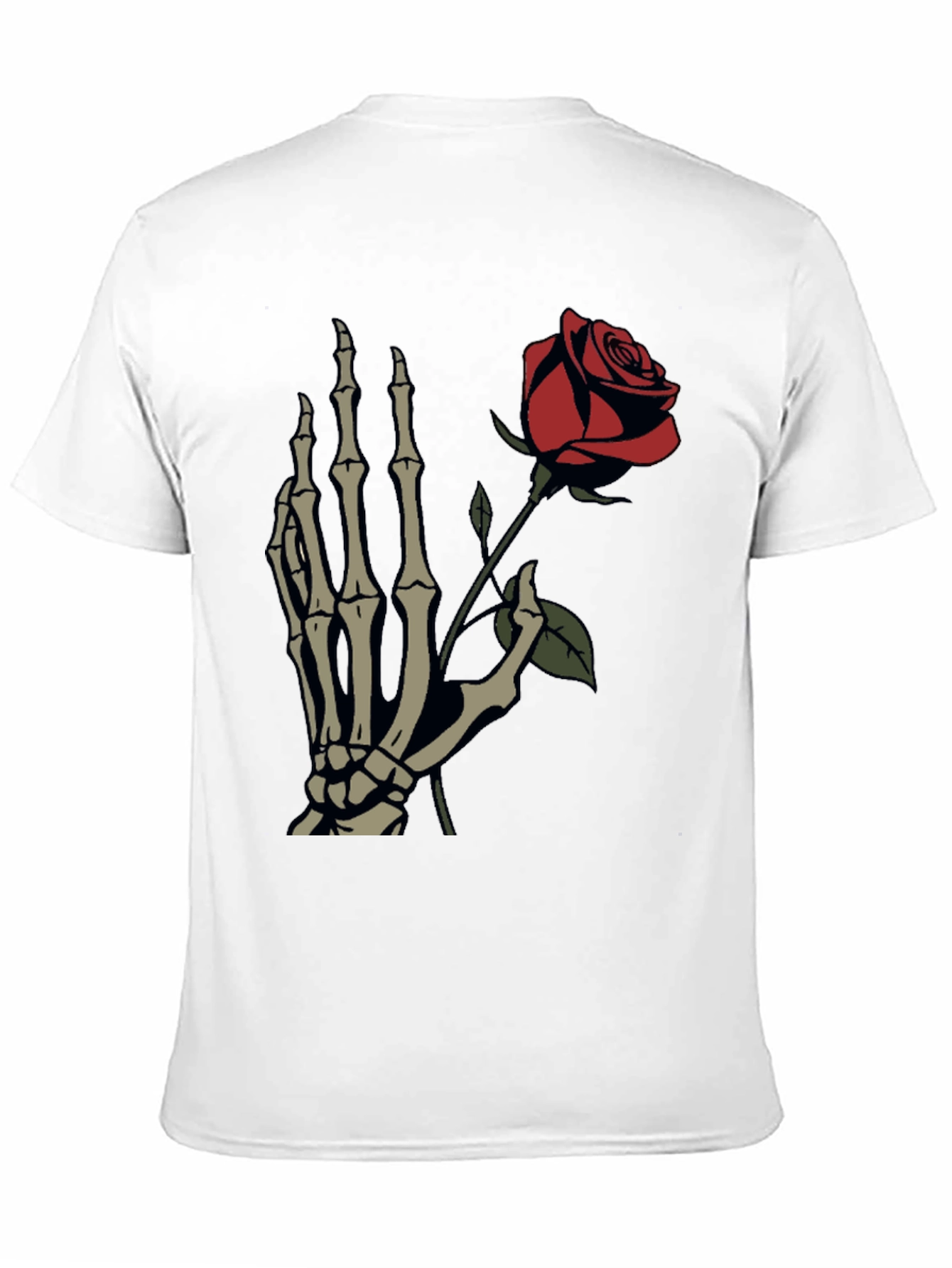 Skeleton Hand Holding Rose Graphic T-Shirt