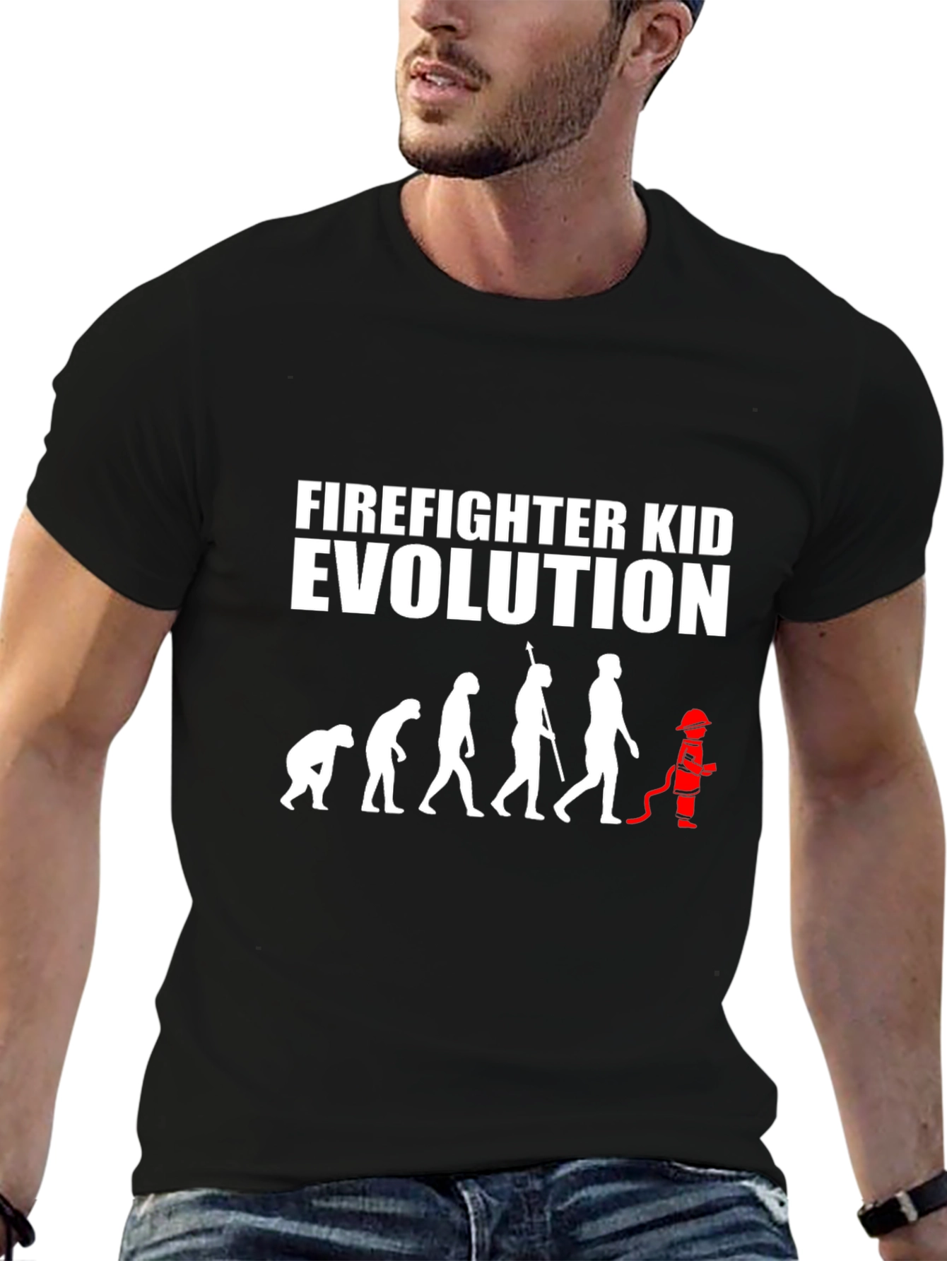 Firefighter Kid Evolution T-Shirt - Black