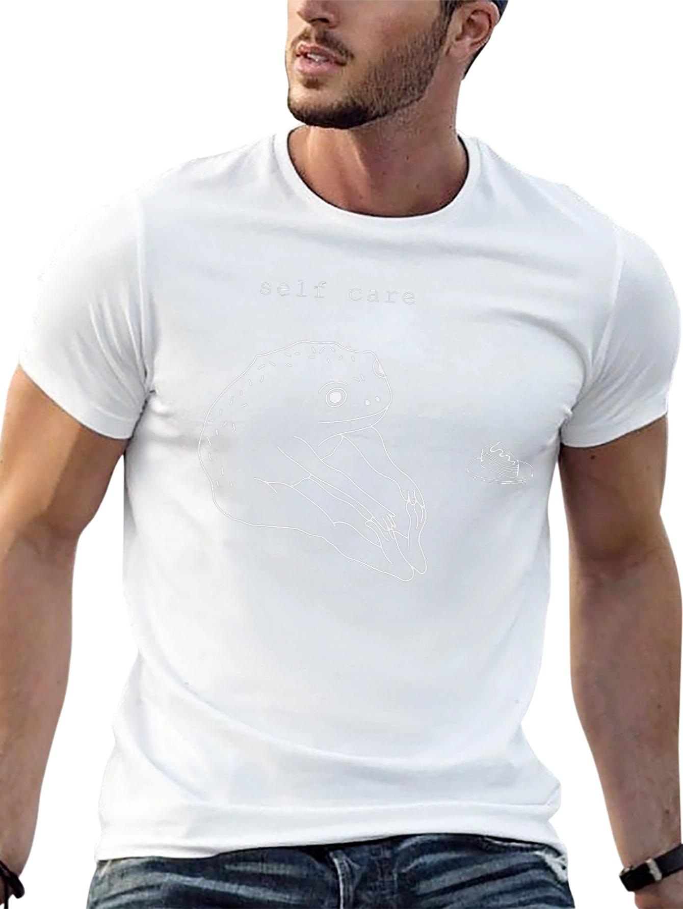 Self Care Frog T-Shirt - Relax and Enjoy Cake