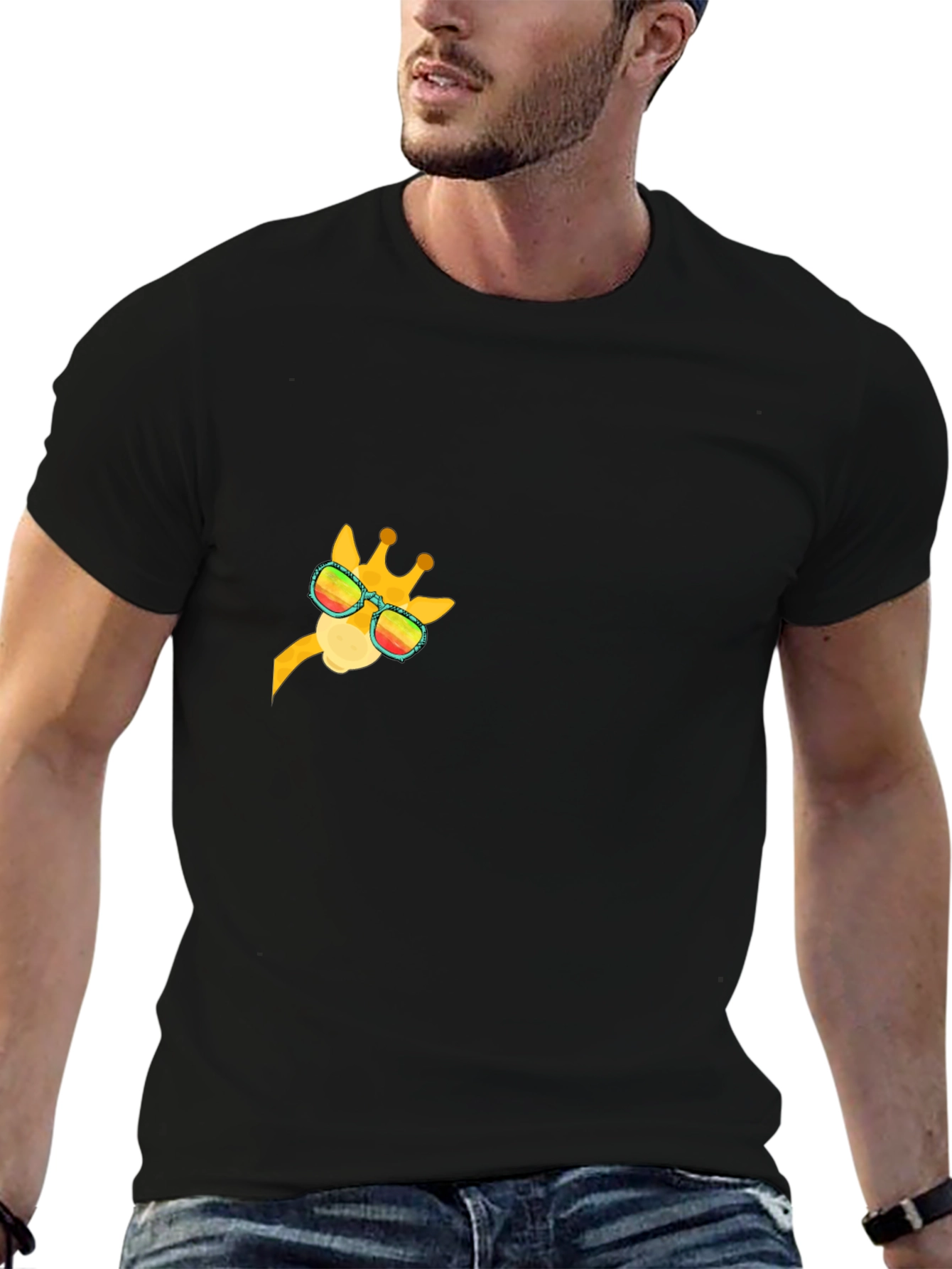 Cool Giraffe Graphic Tee - Black