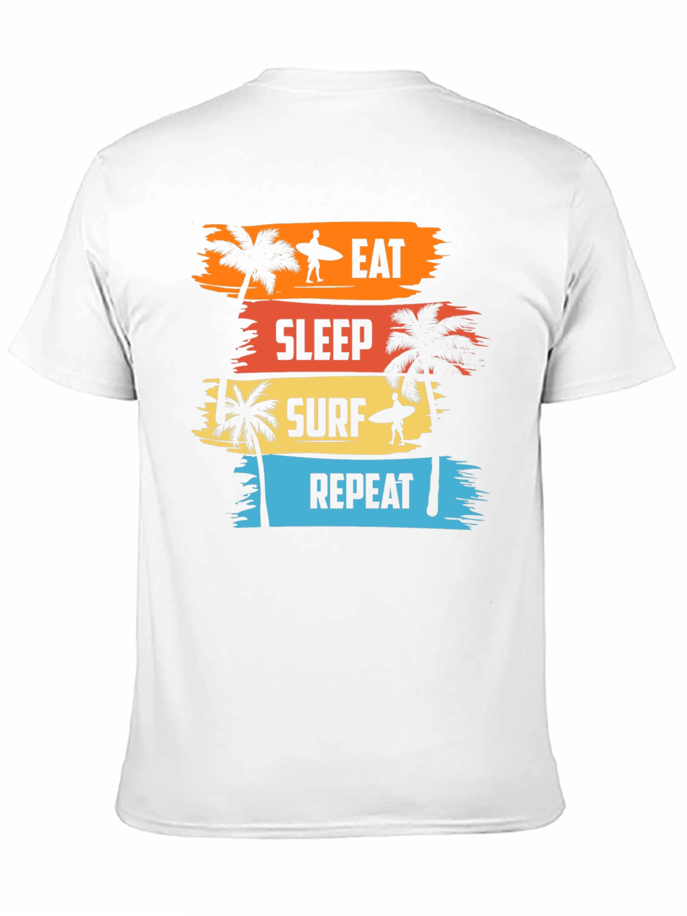 Eat Sleep Surf Repeat Black Graphic T-Shirt