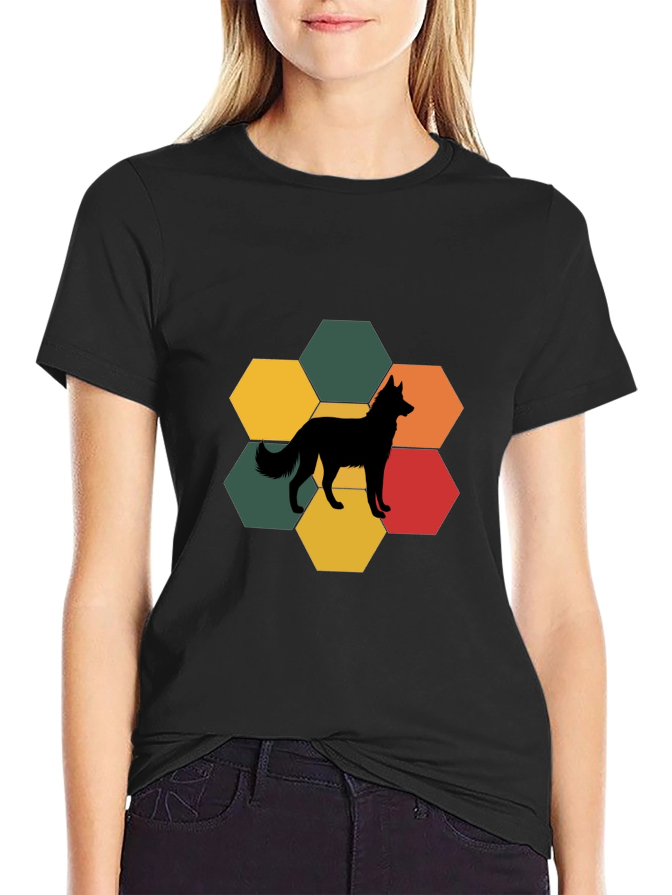 Dog Silhouette Hexagon T-Shirt