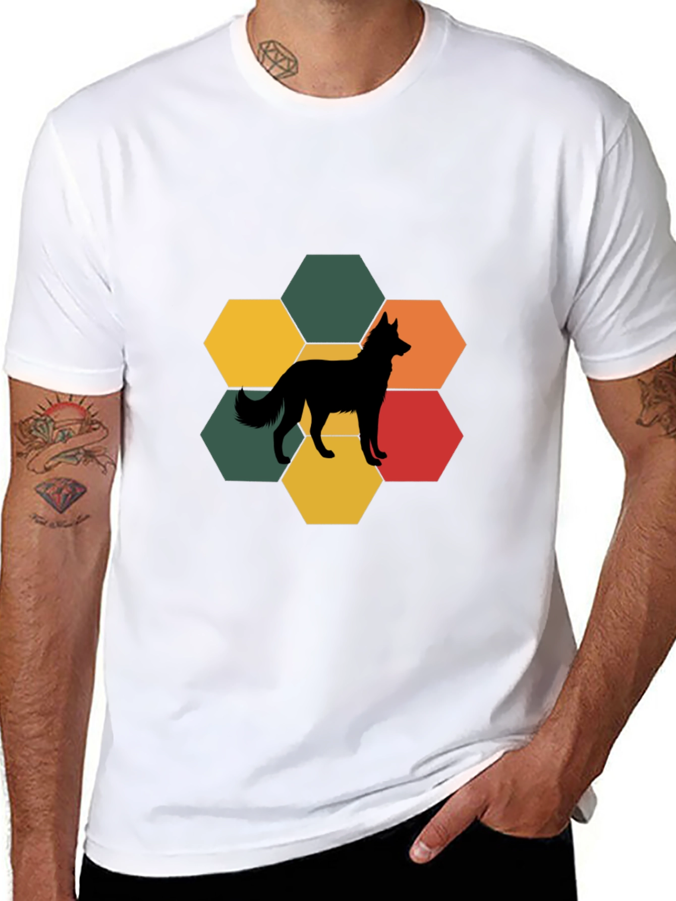 Dog Silhouette Hexagon T-Shirt