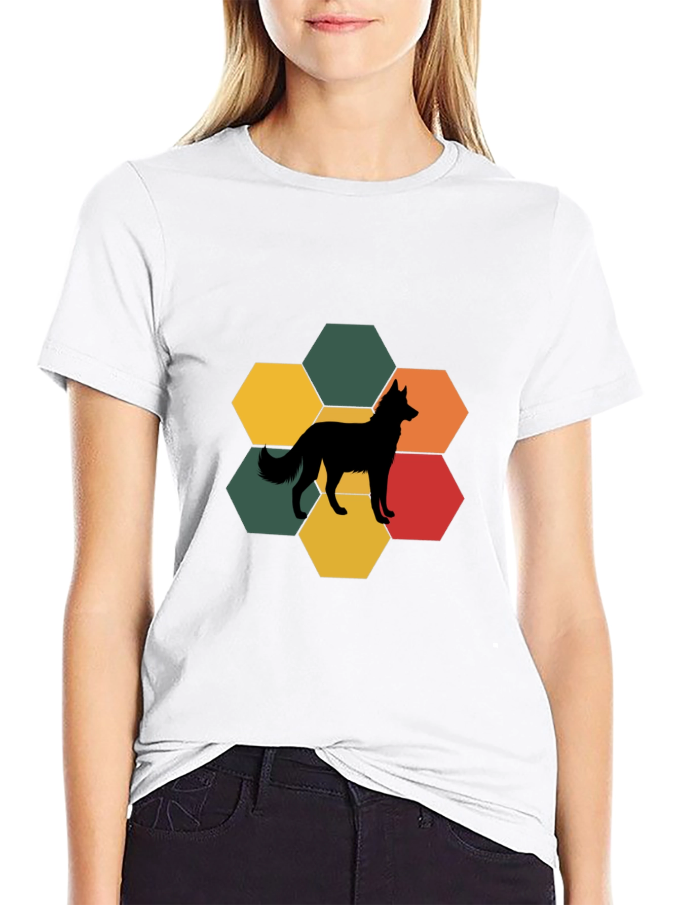 Dog Silhouette Hexagon T-Shirt