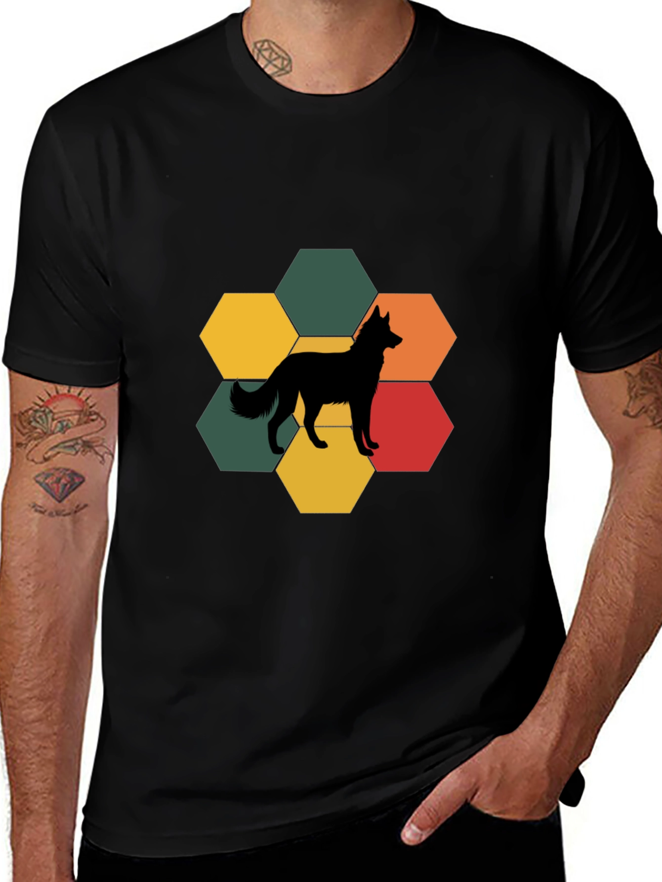 Dog Silhouette Hexagon T-Shirt