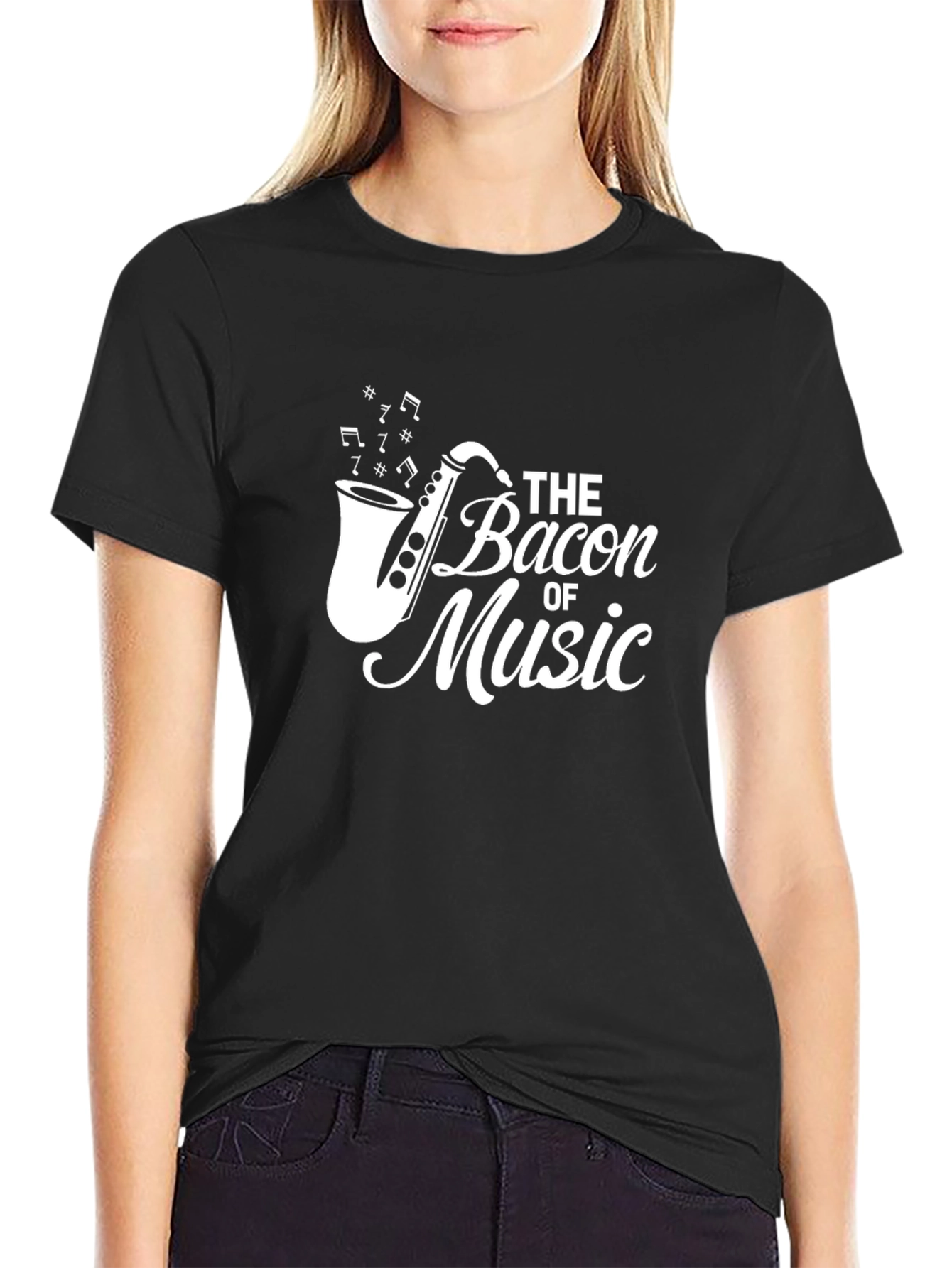 Bacon of Music Black Graphic T-Shirt
