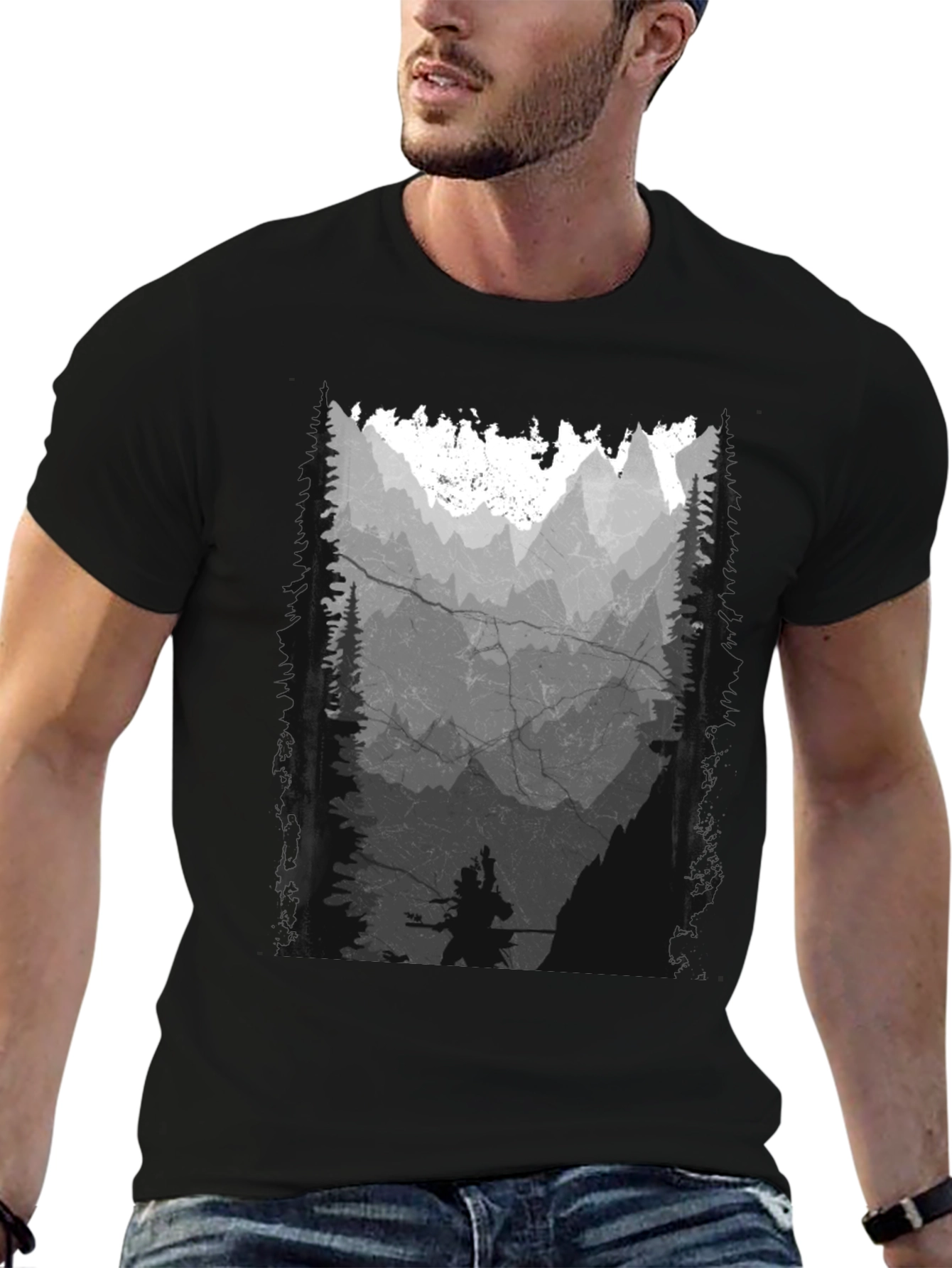 Mountain Silhouette Graphic Print Mens T-Shirt