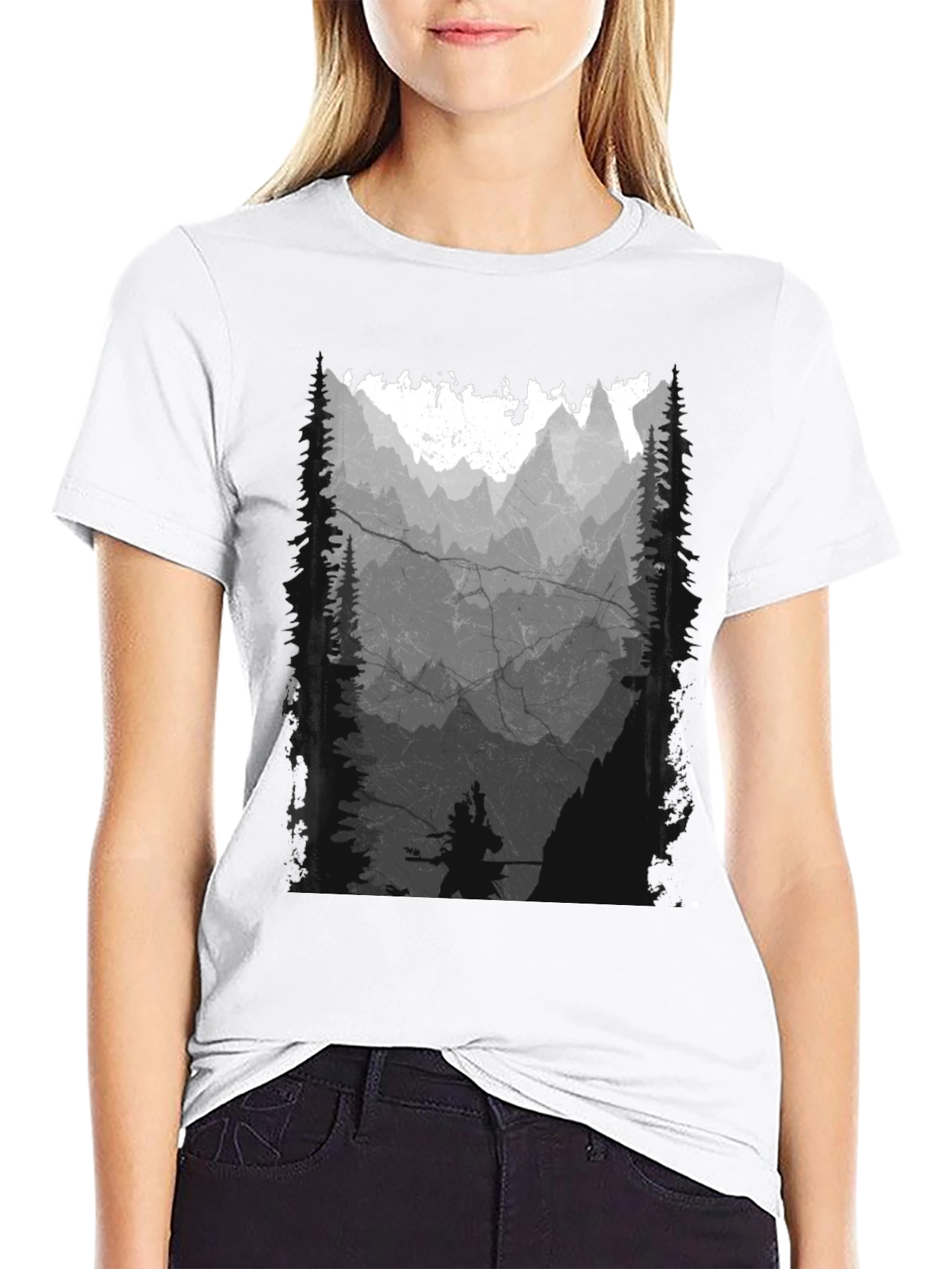 Mountain Silhouette Graphic Print Mens T-Shirt