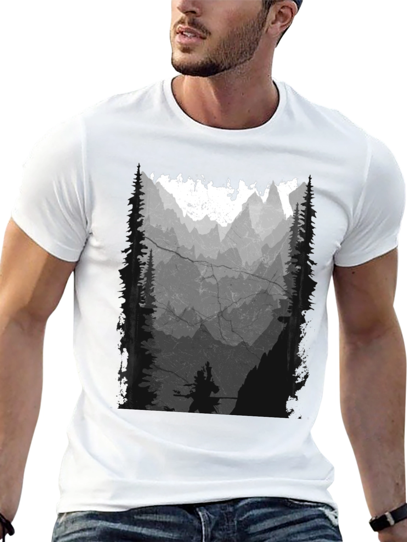 Mountain Silhouette Graphic Print Mens T-Shirt