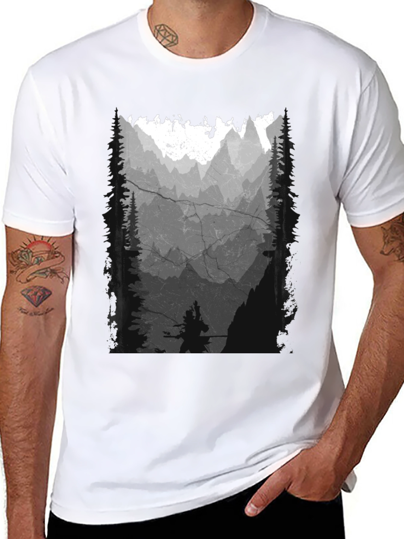 Mountain Silhouette Graphic Print Mens T-Shirt