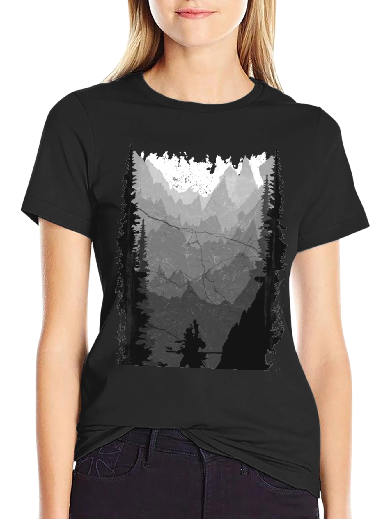 Mountain Silhouette Graphic Print Mens T-Shirt