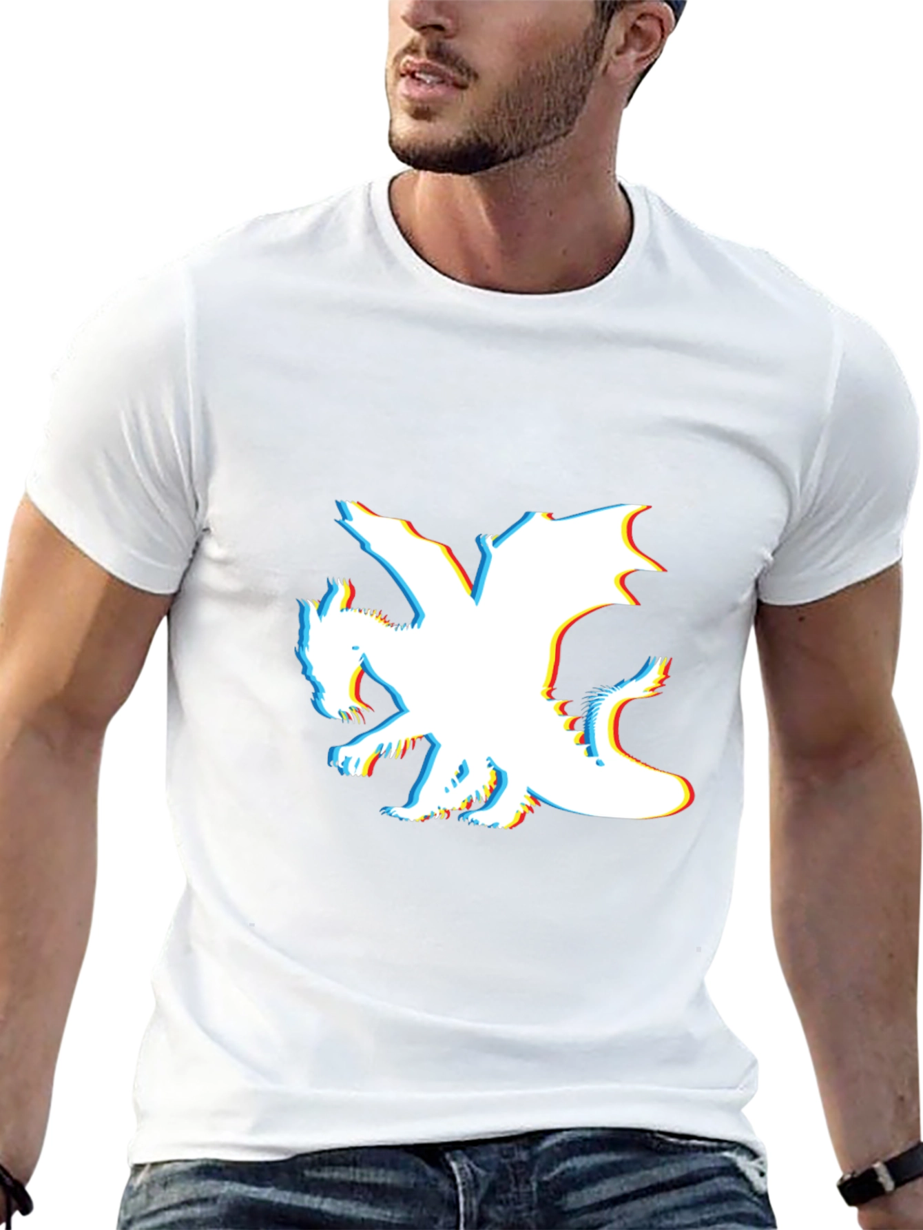 Dragon Graphic T-Shirt - Mens Black Crew Neck Tee