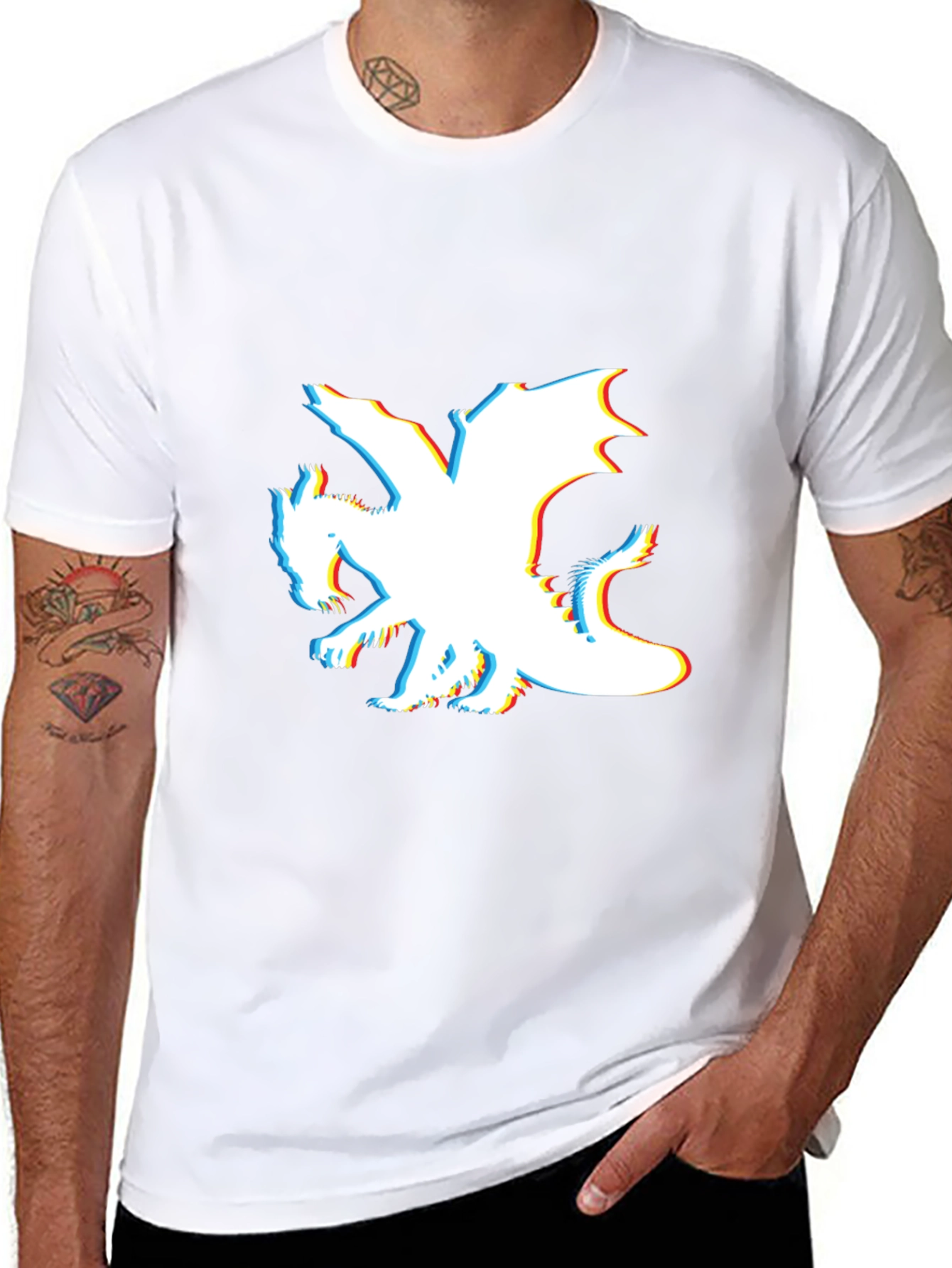Dragon Graphic T-Shirt - Mens Black Crew Neck Tee