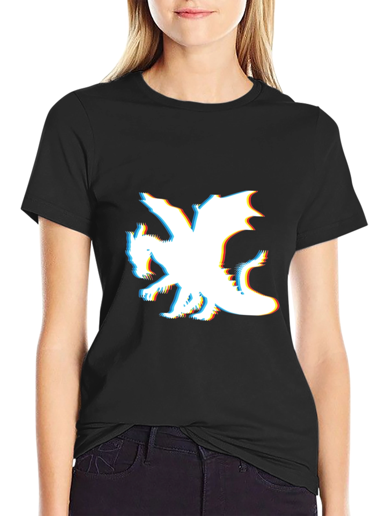 Dragon Graphic T-Shirt - Mens Black Crew Neck Tee