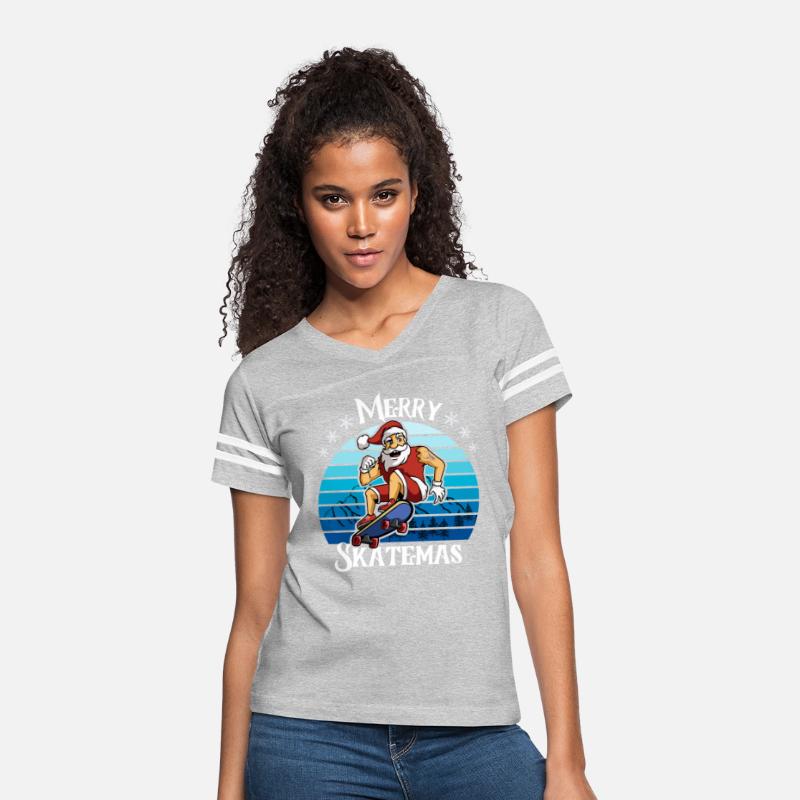 Merry Skatemas Skater Skateboard Riding Santa