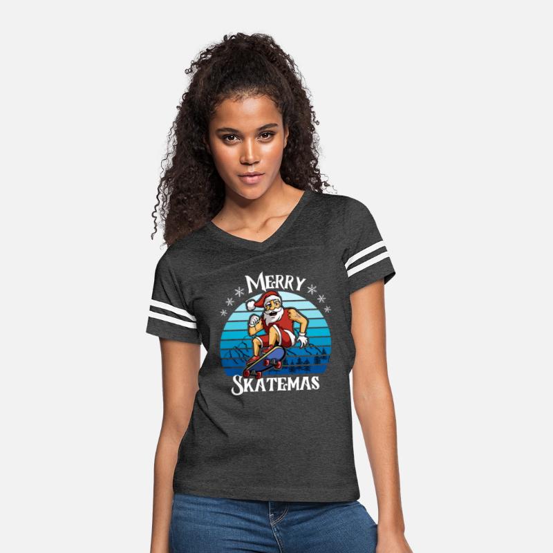 Merry Skatemas Skater Skateboard Riding Santa