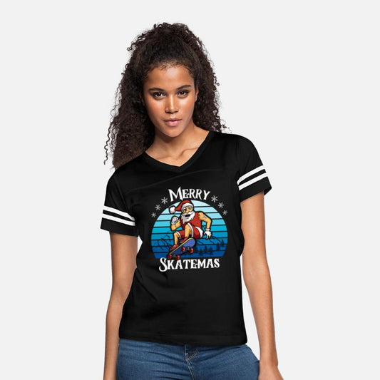 Merry Skatemas Skater Skateboard Riding Santa