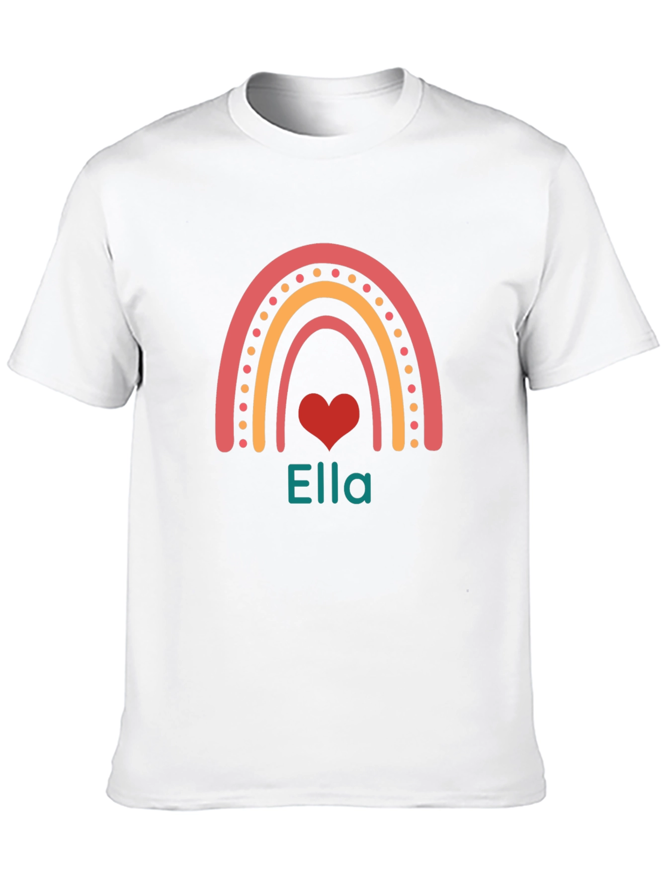 Ella Rainbow Heart Personalized T-Shirt