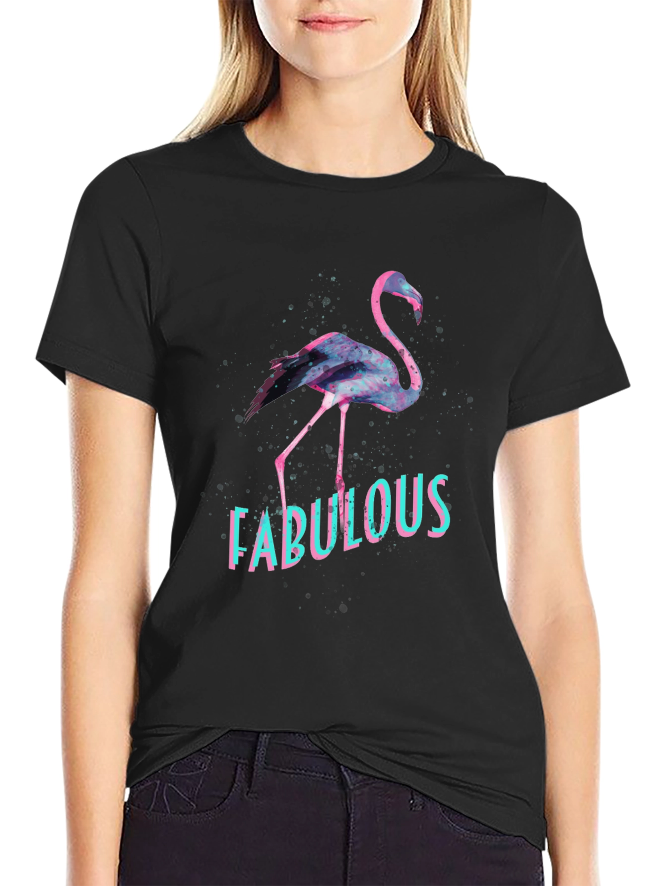 Fabulous Flamingo Graphic Tee - Black