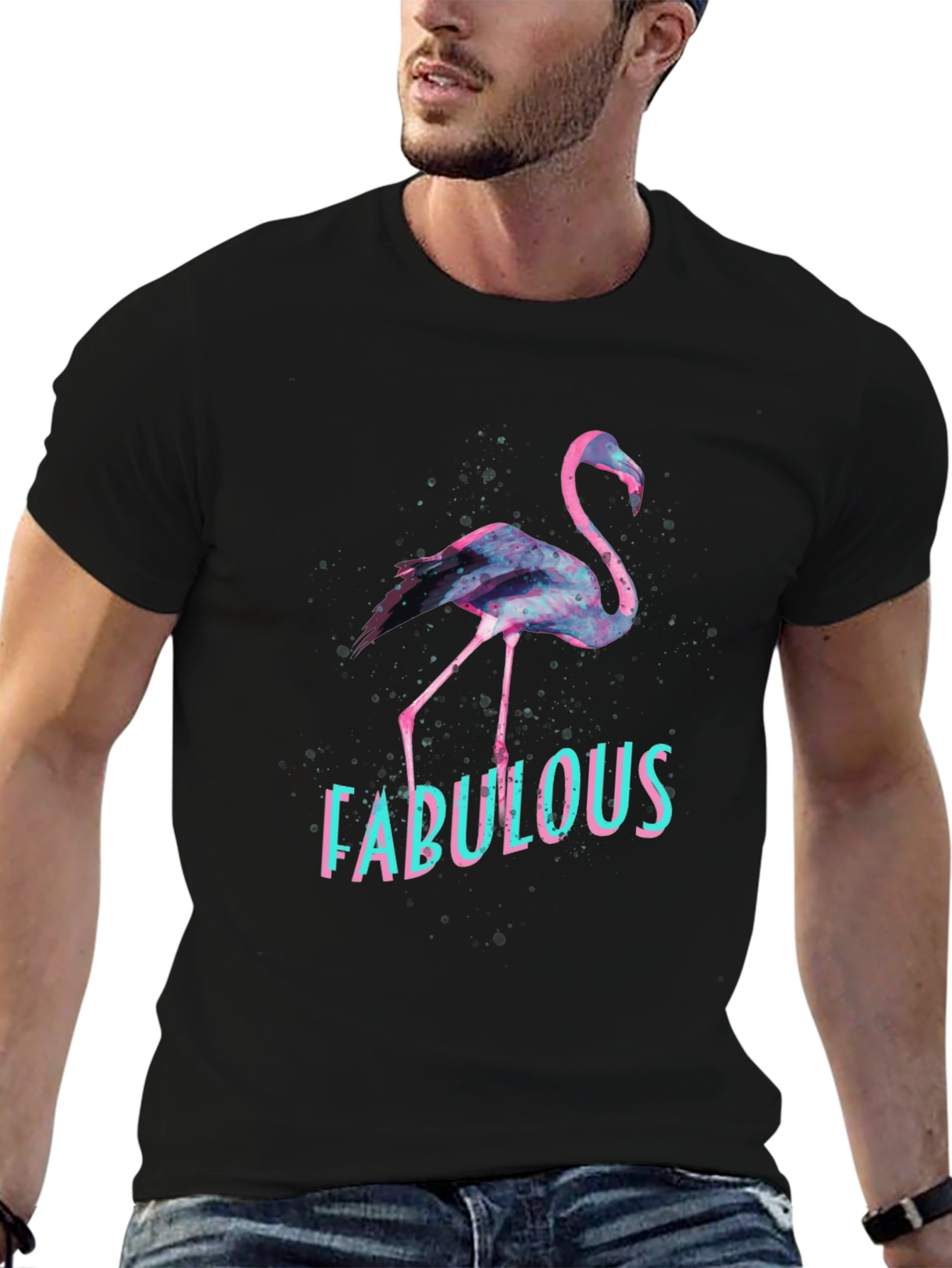 Fabulous Flamingo Graphic Tee - Black