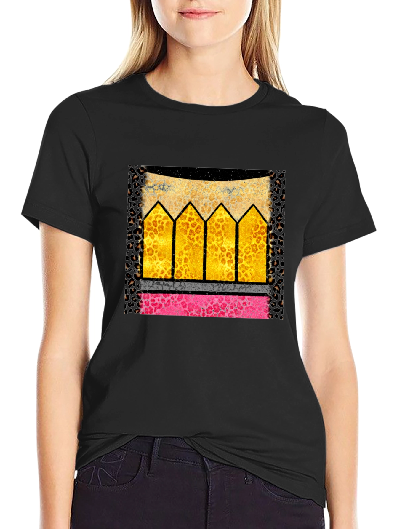 Leopard Print Pencil Graphic T-Shirt