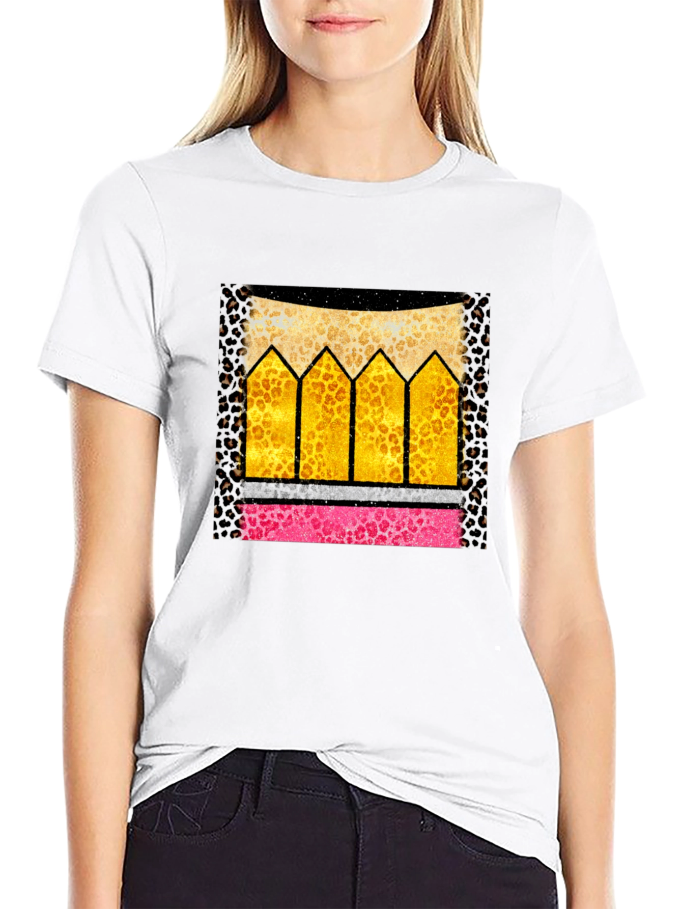 Leopard Print Pencil Graphic T-Shirt